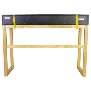 43" X 16" X 32" Black & Natural Solid Wood Three Drawer Console Table
