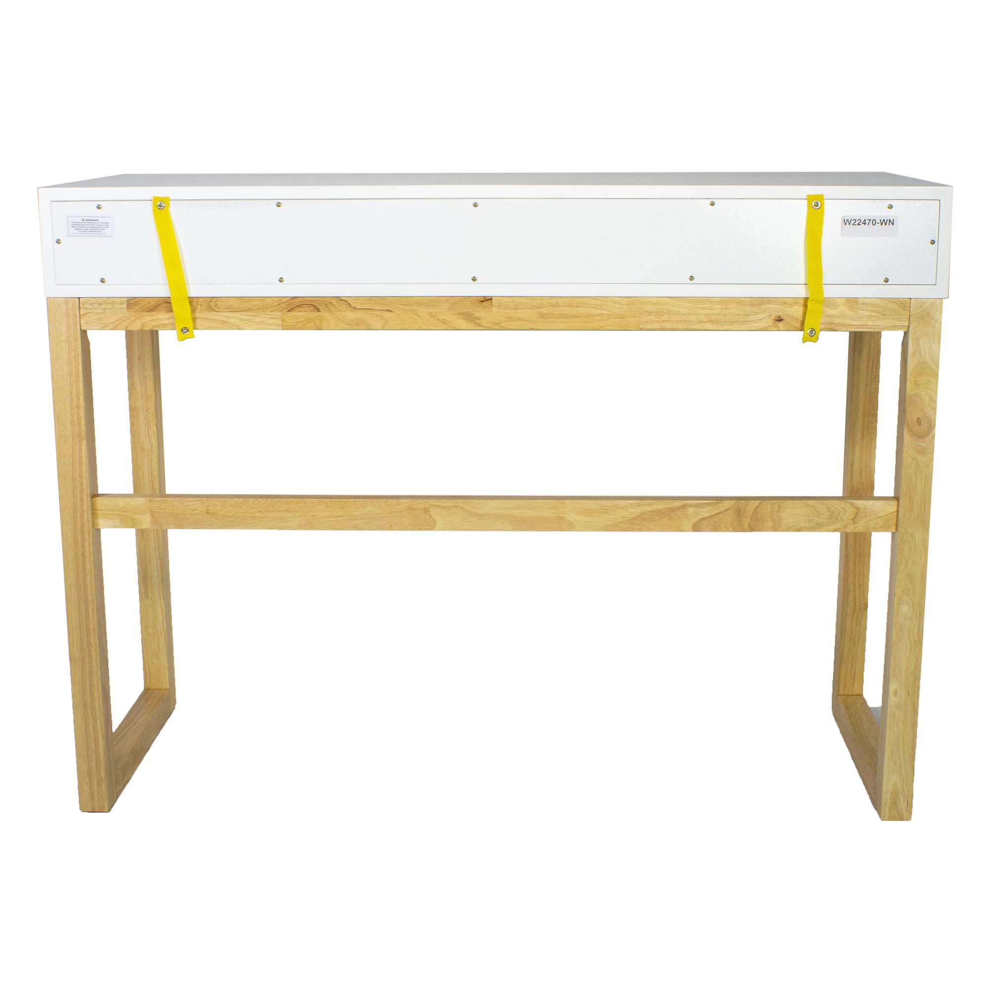 43" X 16" X 32" White & Natural Solid Wood Three Drawer Console Table