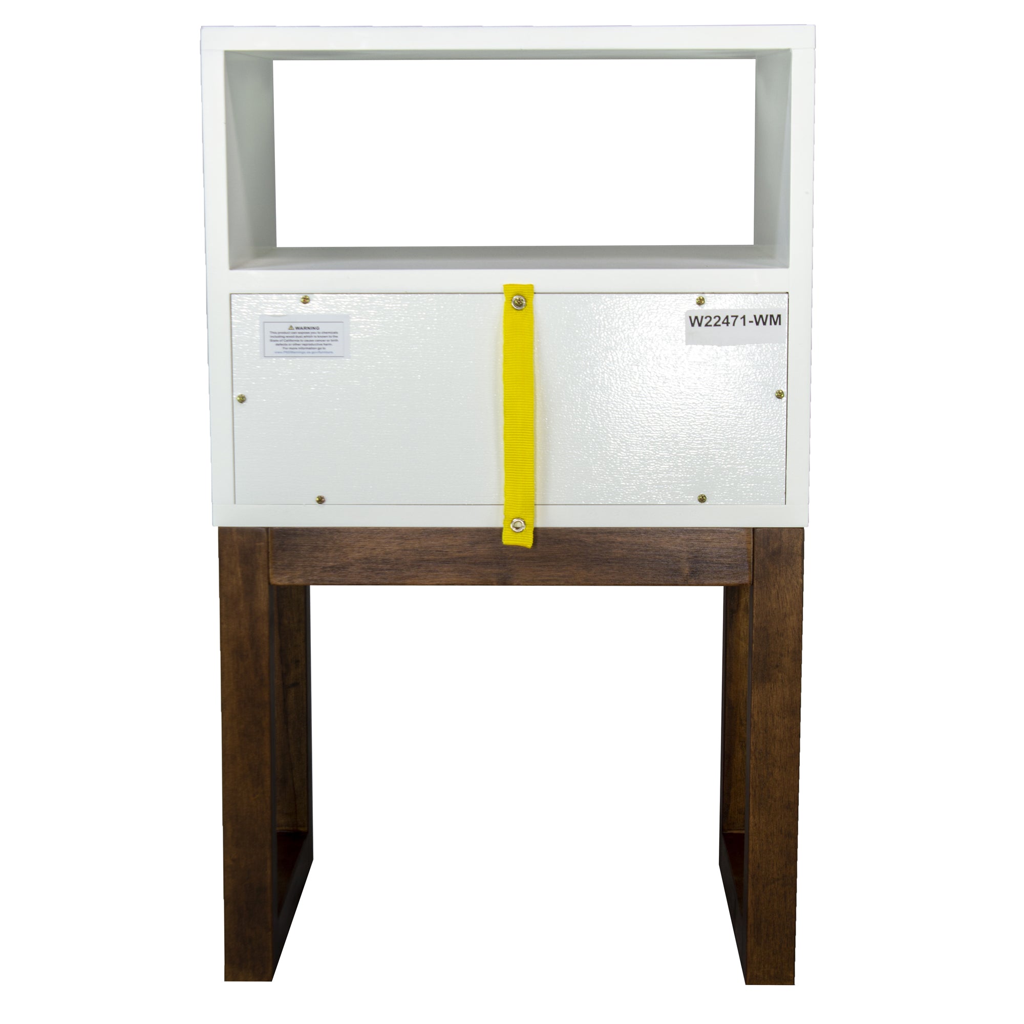 16" X 12" X 26" White & Mocha Solid Wood One Drawer Open Display Side Table