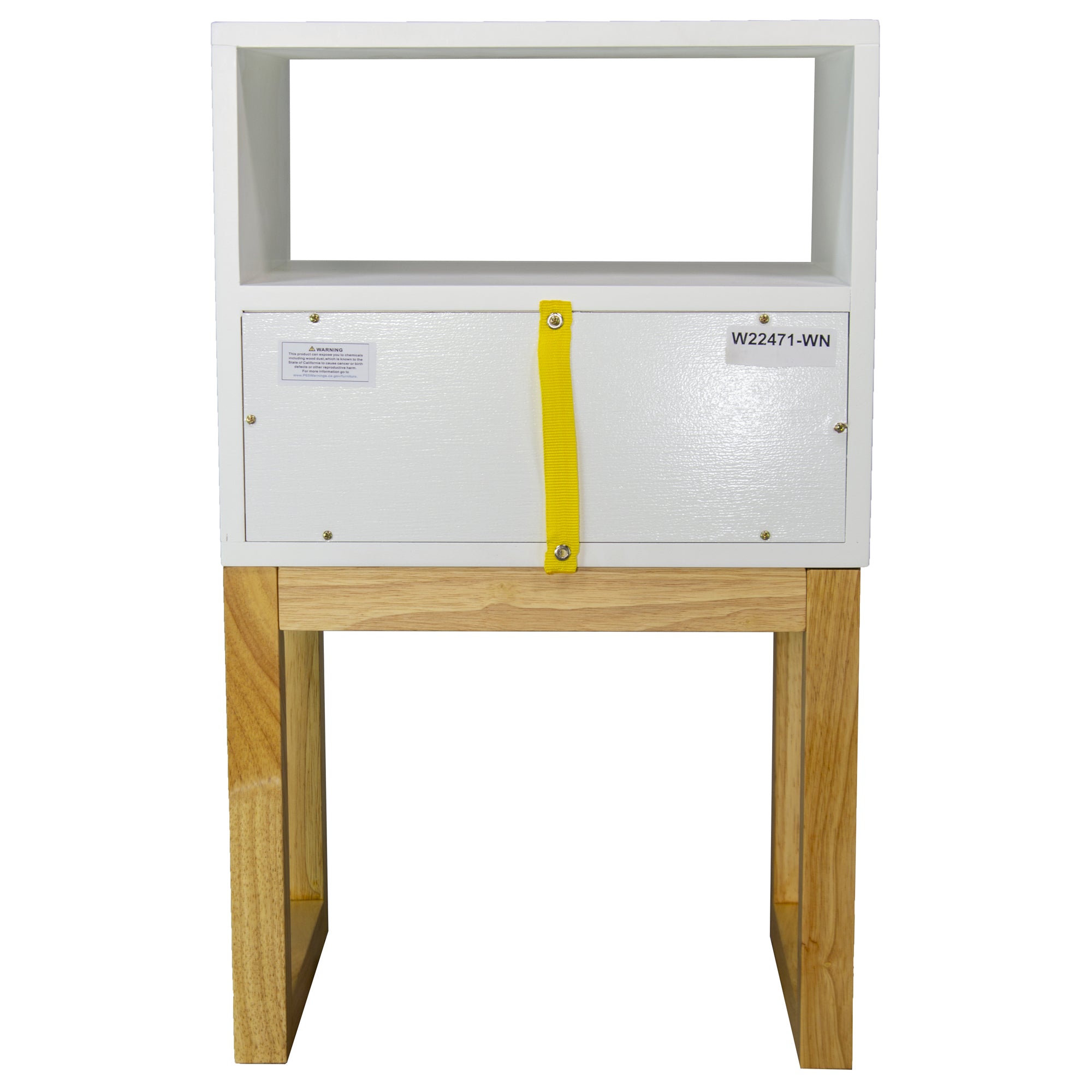 16" X 12" X 26" White & Natural Solid Wood One Drawer Open Display Side Table