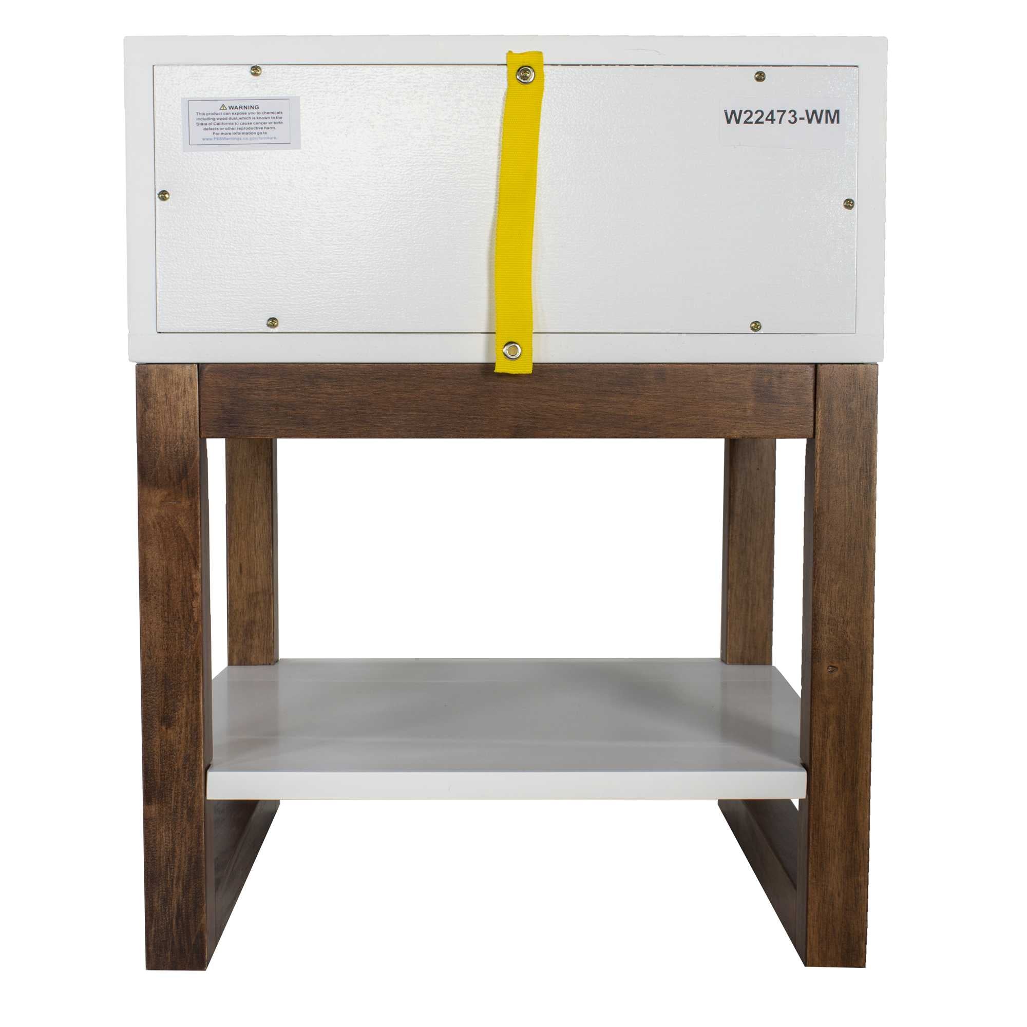 16" X 16" X 20" White & Mocha Solid Wood One Drawer Side Table w/ Shelf