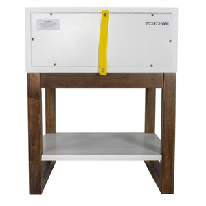 16" X 16" X 20" White & Mocha Solid Wood One Drawer Side Table w/ Shelf