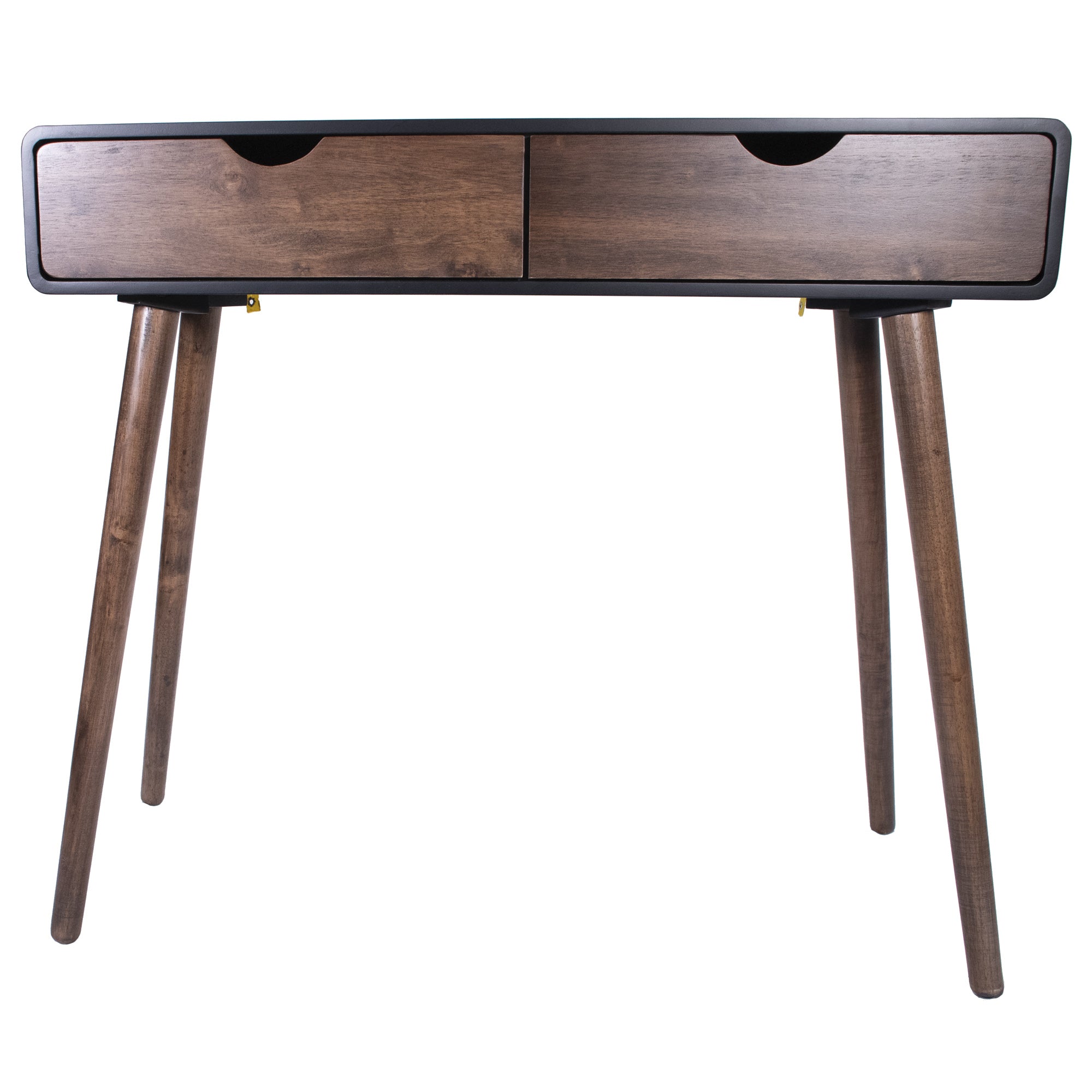 35" X 12" X 32" Black & Mocha Solid Wood Console Table with  Drawers