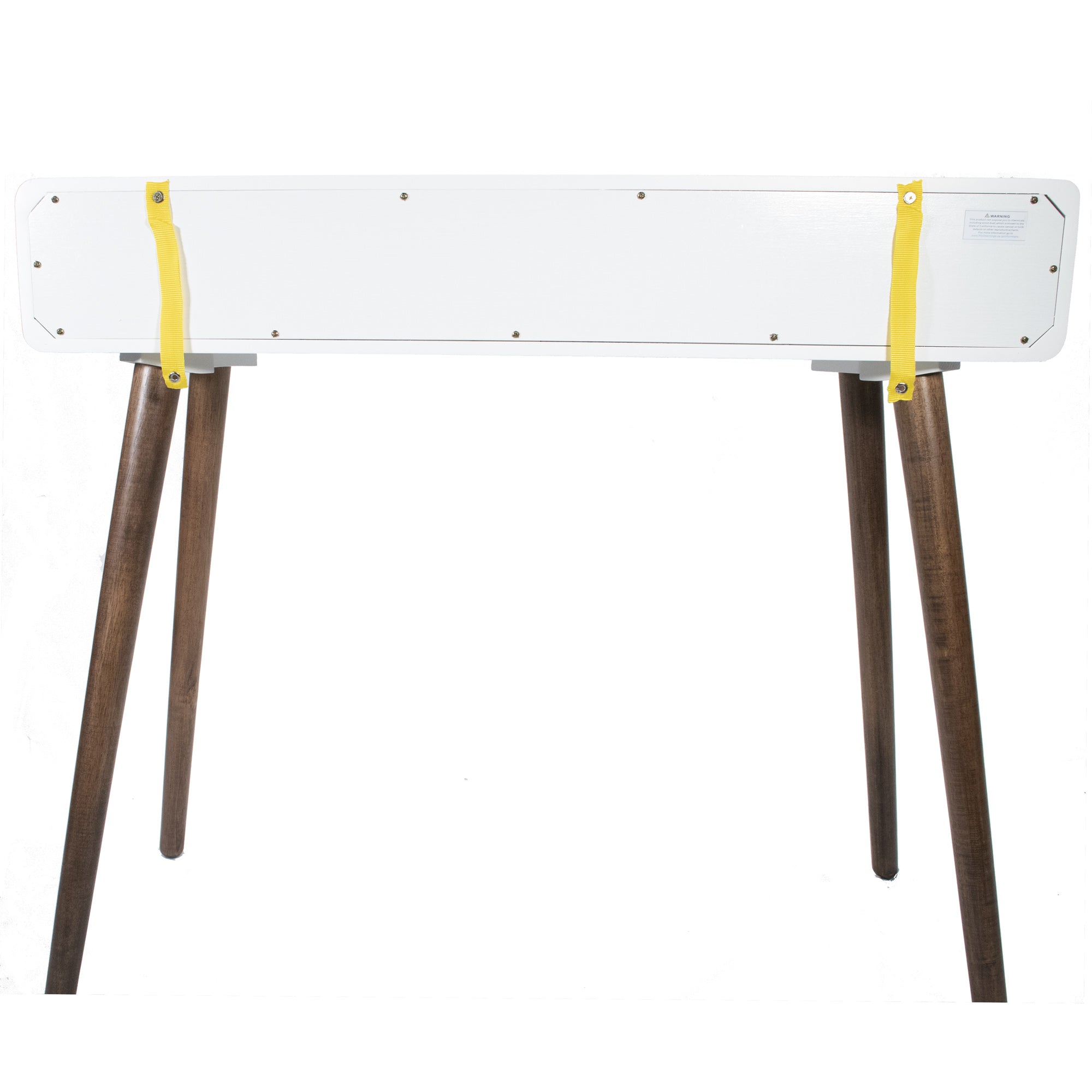 35" X 12" X 32" White & Mocha Solid Wood Two Drawer Console Table