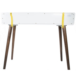 35" X 12" X 32" White & Mocha Solid Wood Two Drawer Console Table