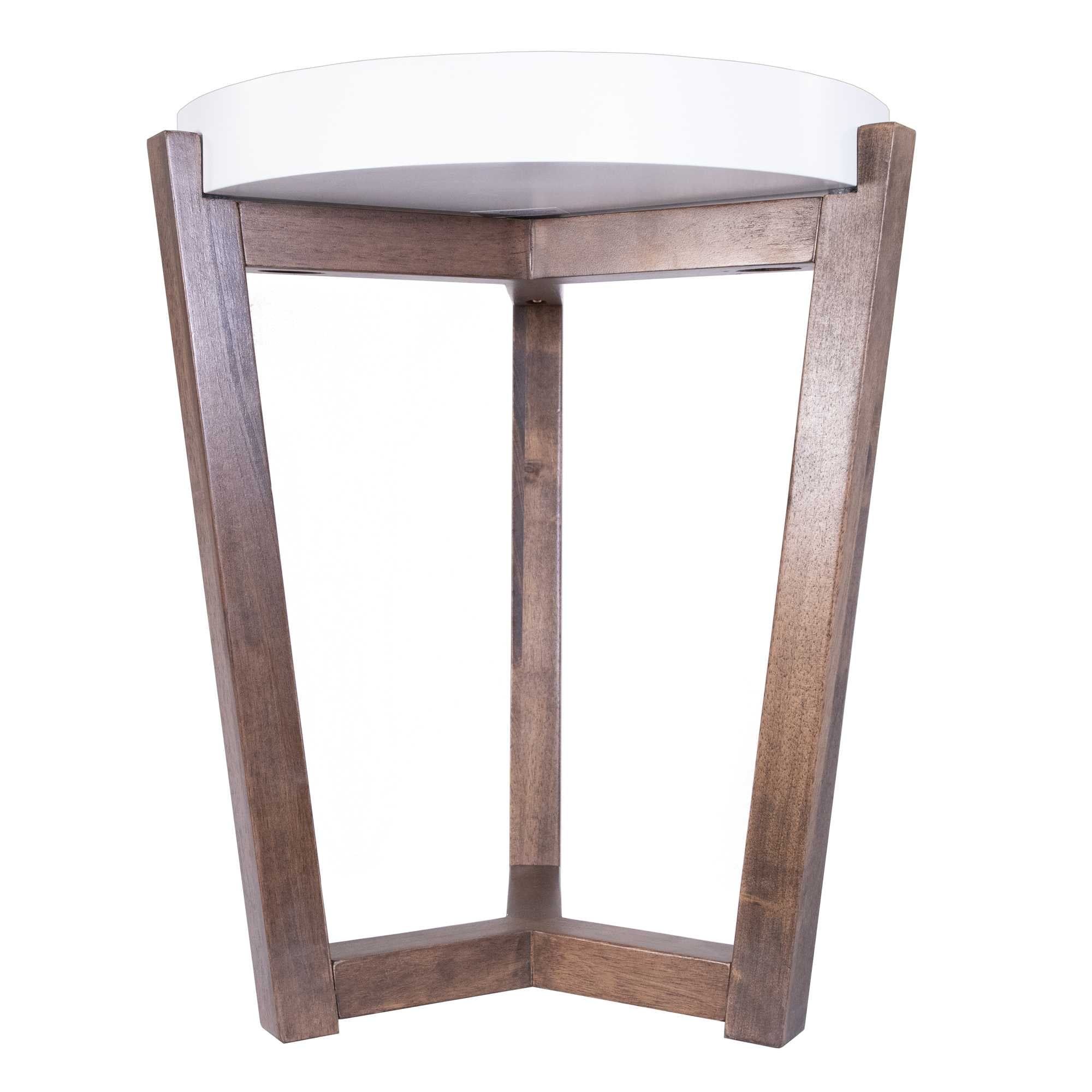 16" X 16" X 20" White & Mocha Solid Wood Round Table