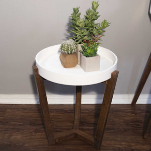 16" X 16" X 20" White & Mocha Solid Wood Round Table
