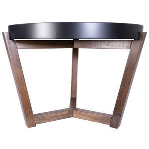22" X 22" X 16" Black & Mocha Solid Wood Round Table
