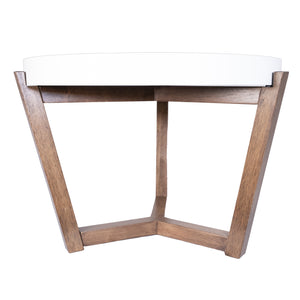 22" X 22" X 16" White & Mocha Solid Wood Round Table