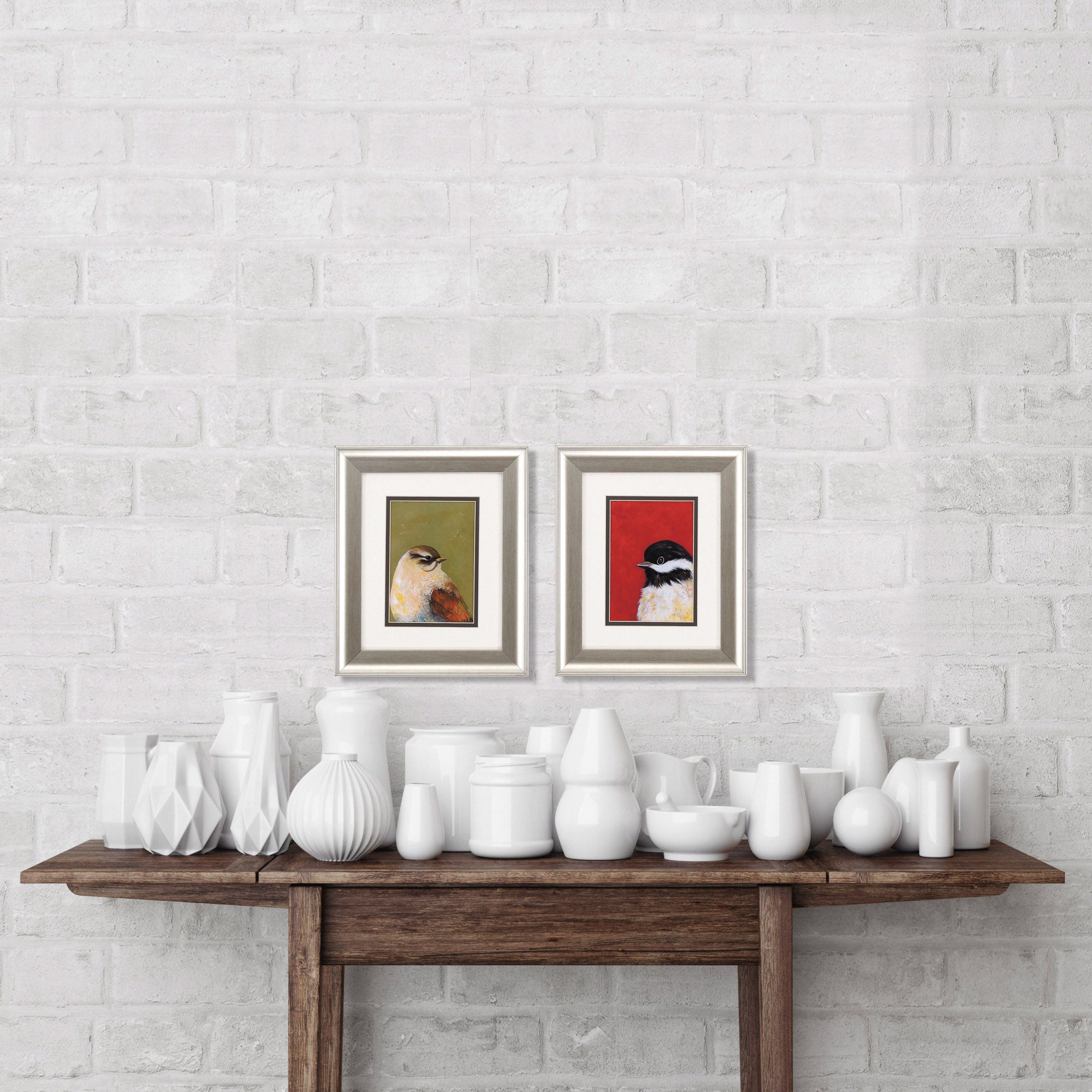 11" X 13" Brushed Silver Frame Bird Portrait (Set of 2)