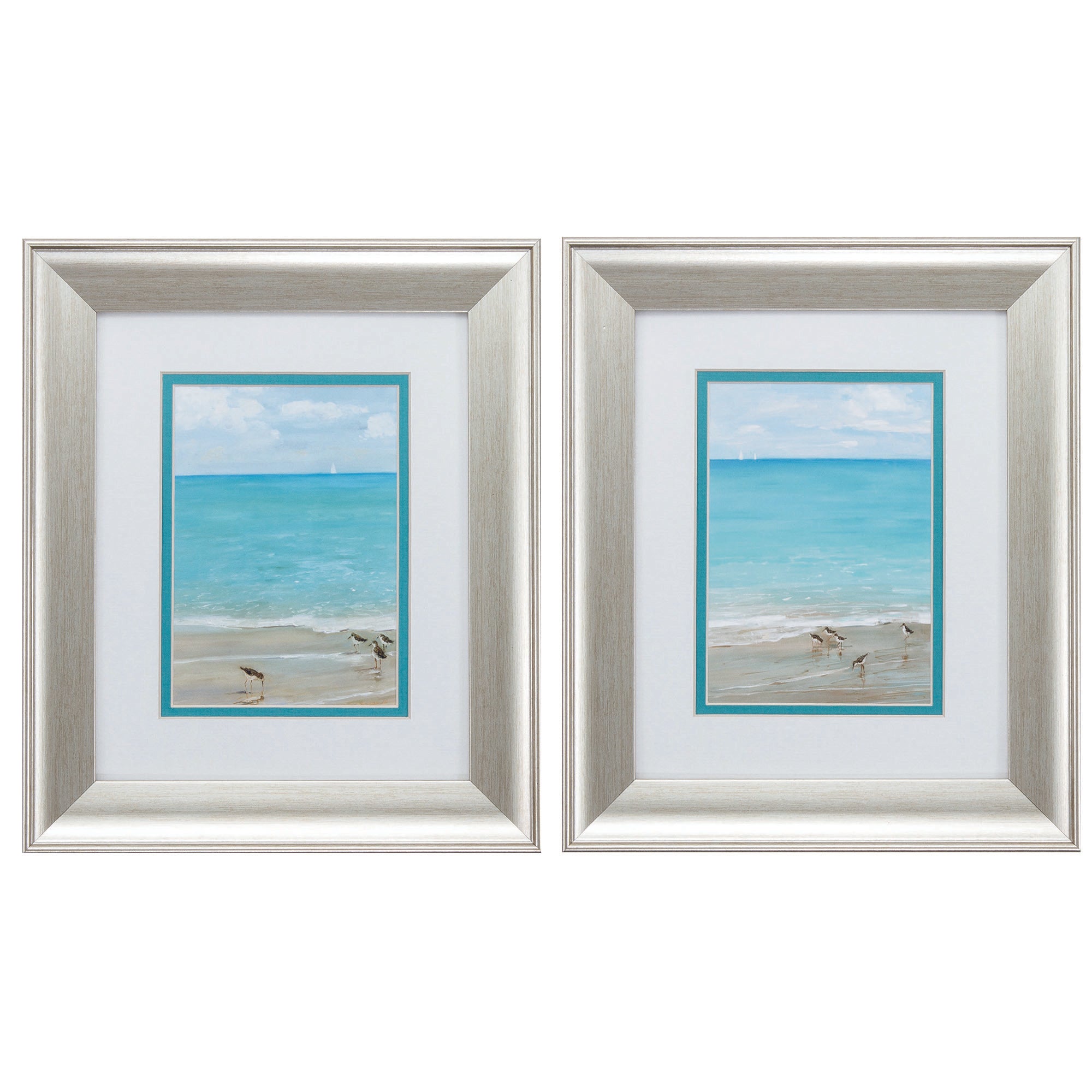 11" X 13" Brushed Silver Frame Sunday At The Shore (Set of 2)