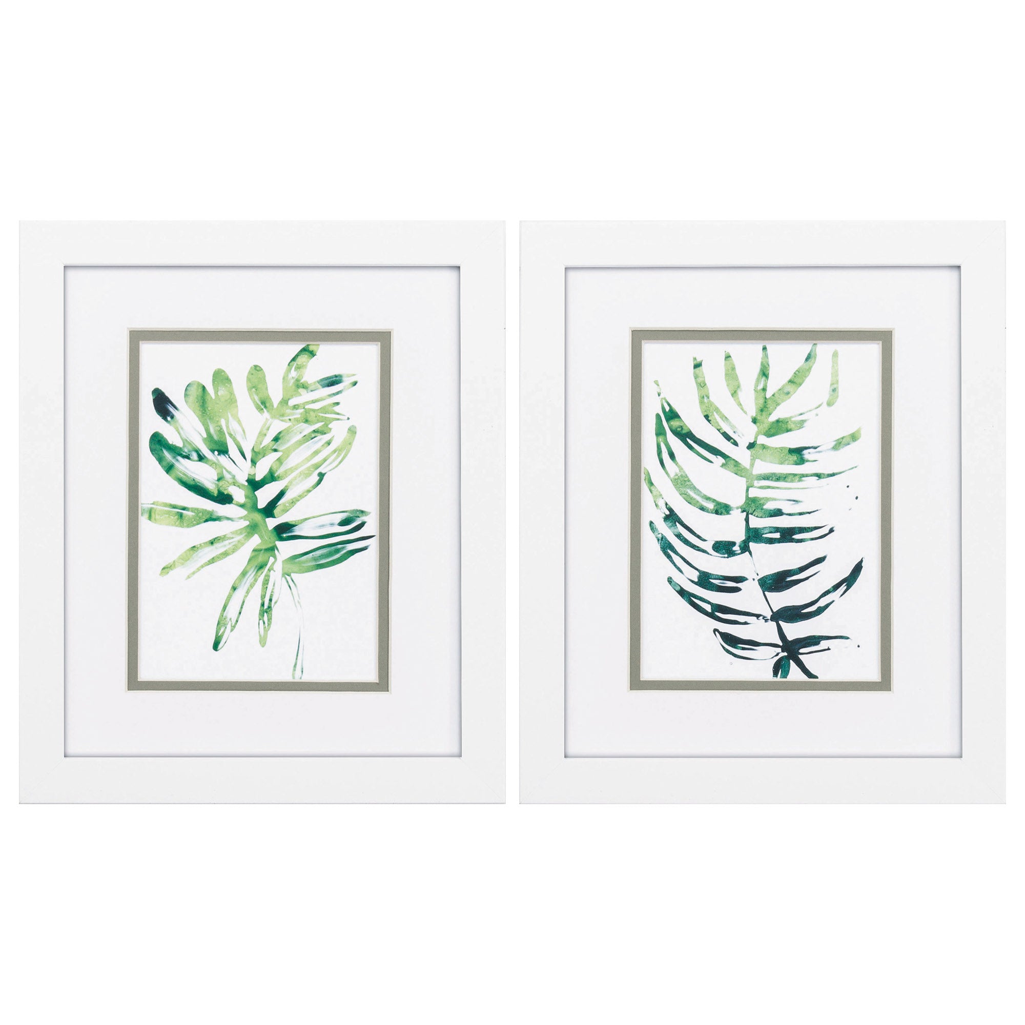 9" X 11" Matte White Frame Emerald Tropics (Set of 2)