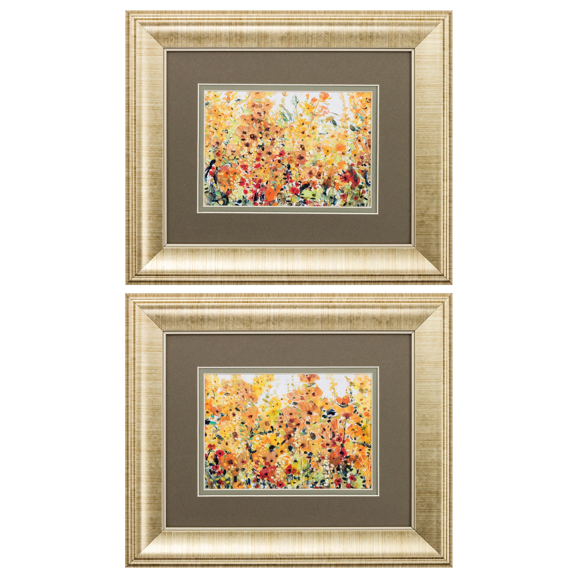 13" X 11" Gold Frame Golden Summer Garden (Set of 2)