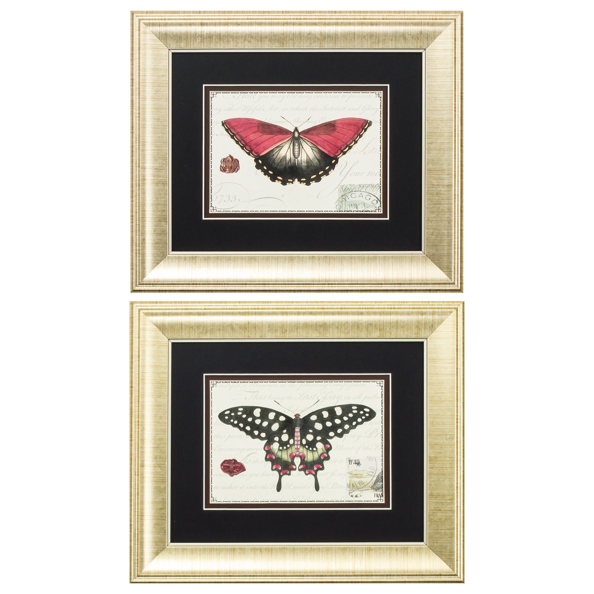 13" X 11" Gold Frame Butterfly (Set of 2)