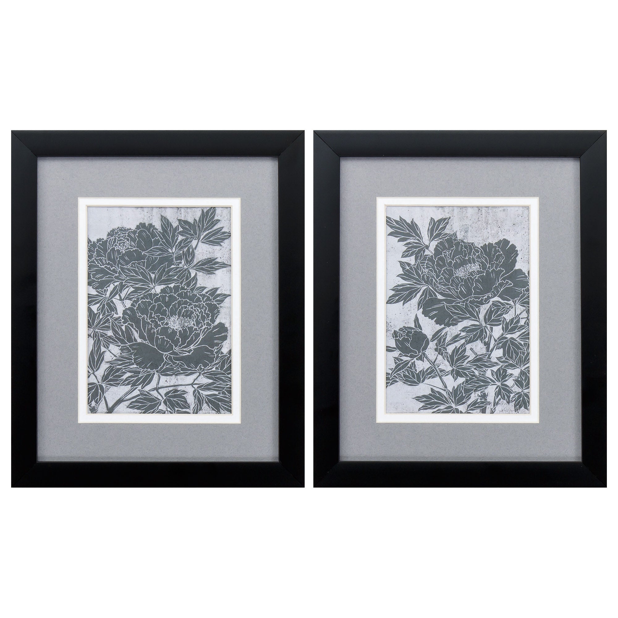9" X 11" Silver Frame Blooming Peony (Set of 2)