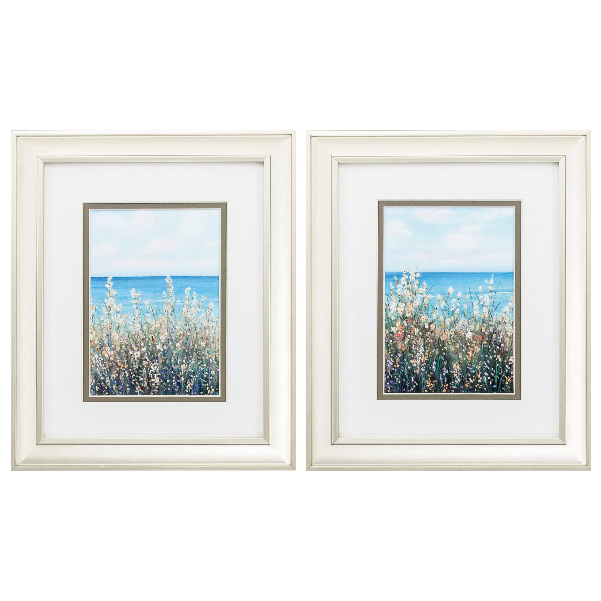 10" X 12" Champagne Gold Color Frame  Flowers At The Coast (Set of 2)