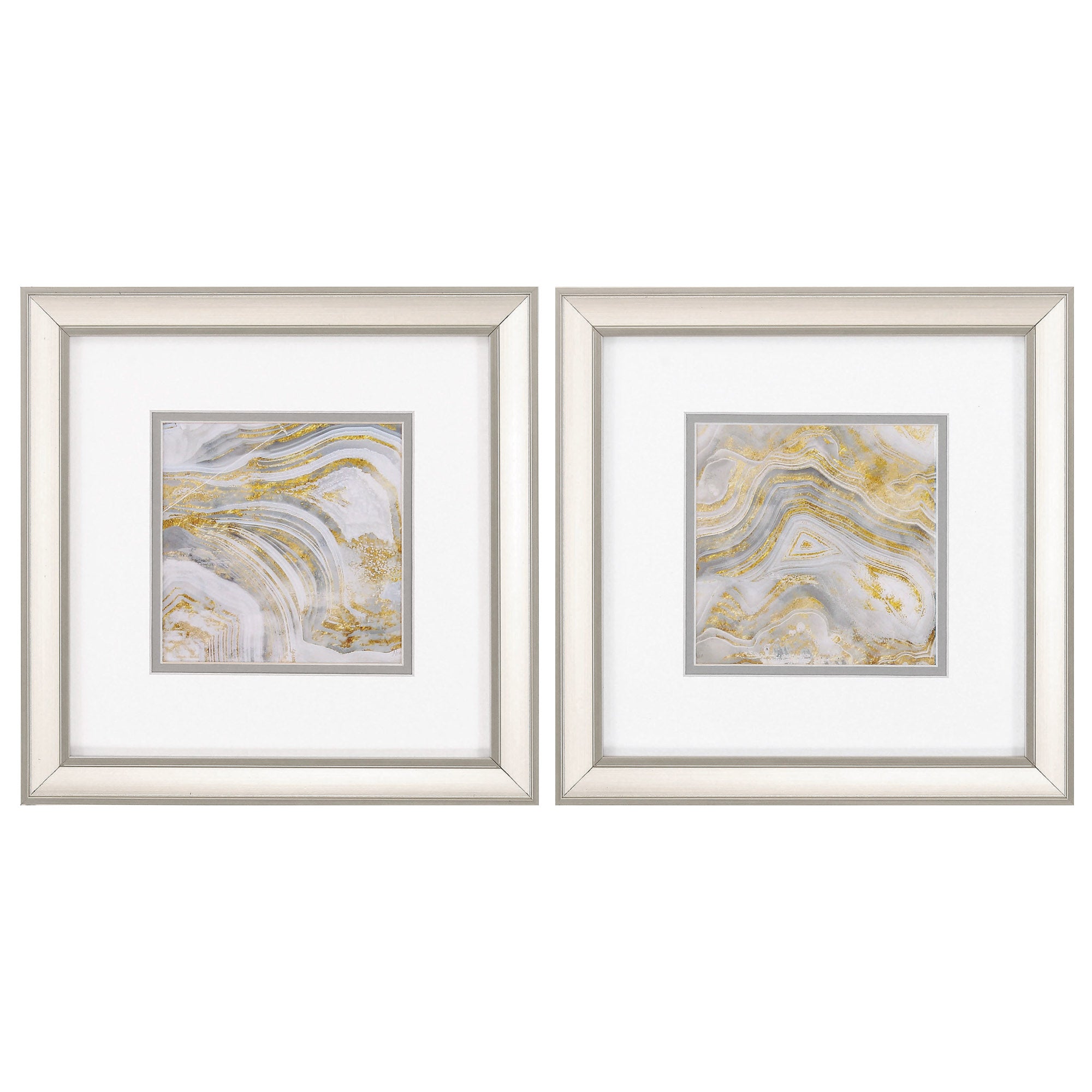 12" X 12" Champagne Gold Color Frame  Agate Allure (Set of 2)
