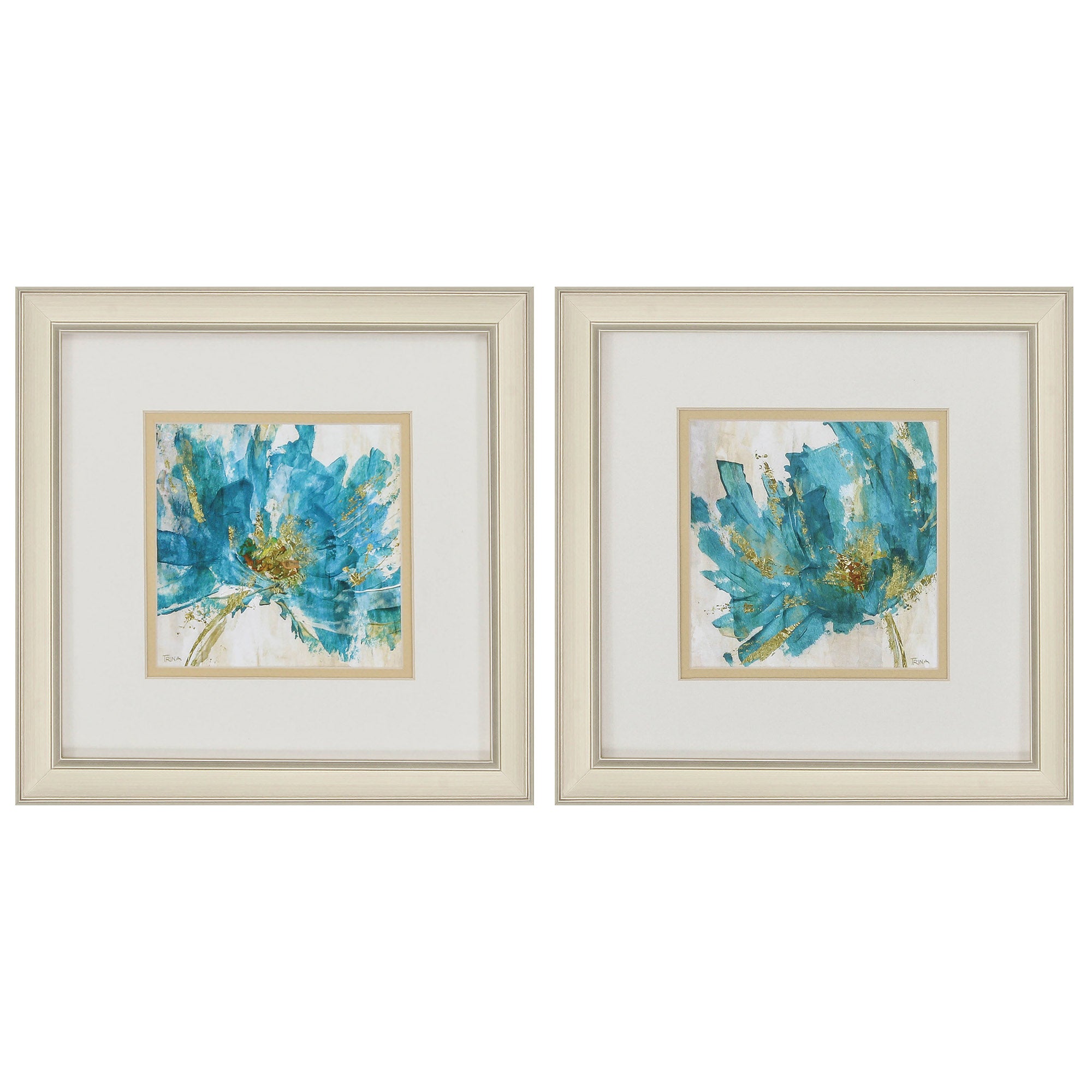 12" X 12" Champagne Gold Color Frame  Blue Infusion (Set of 2)