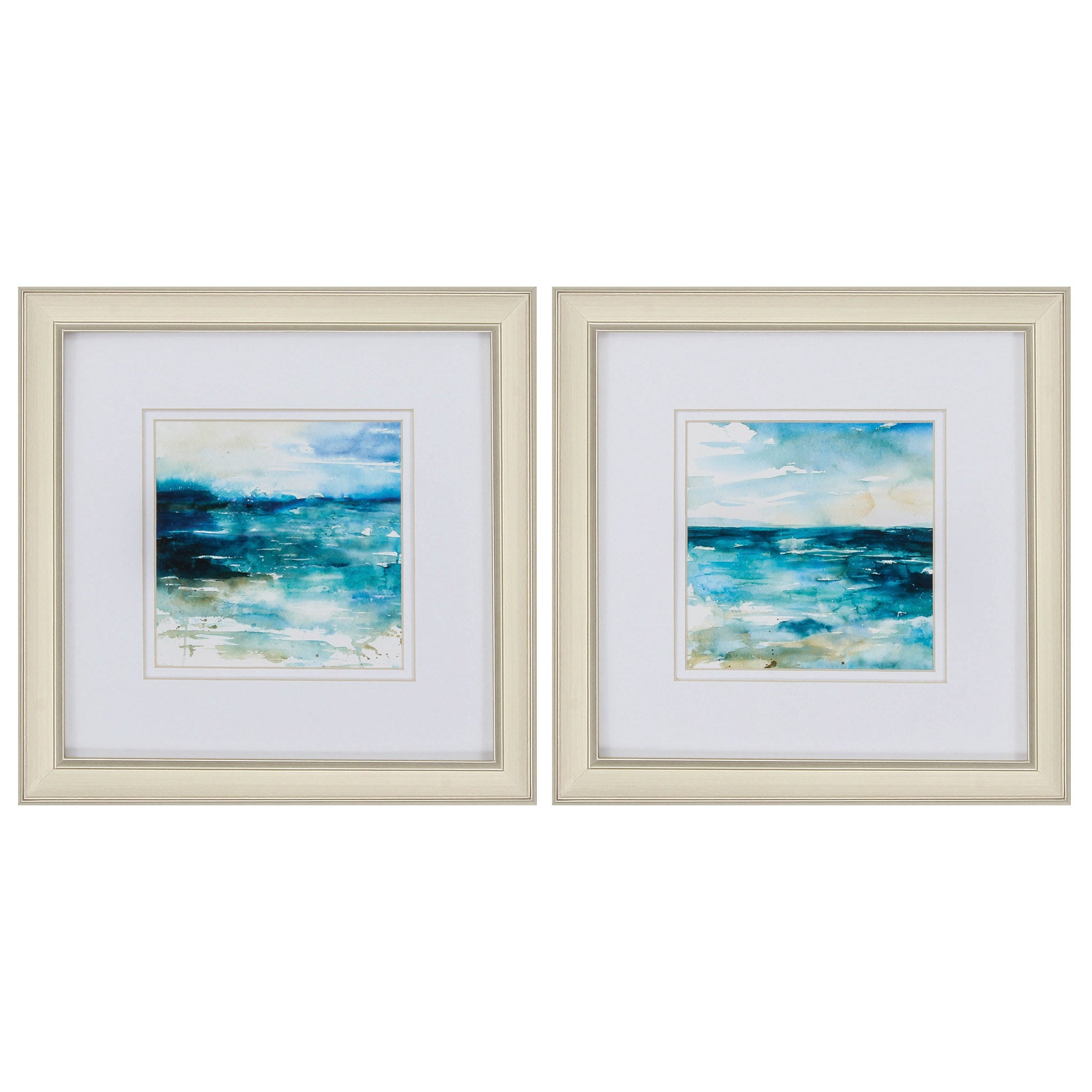 12" X 12" Champagne Gold Color Frame  Ocean Break (Set of 2)