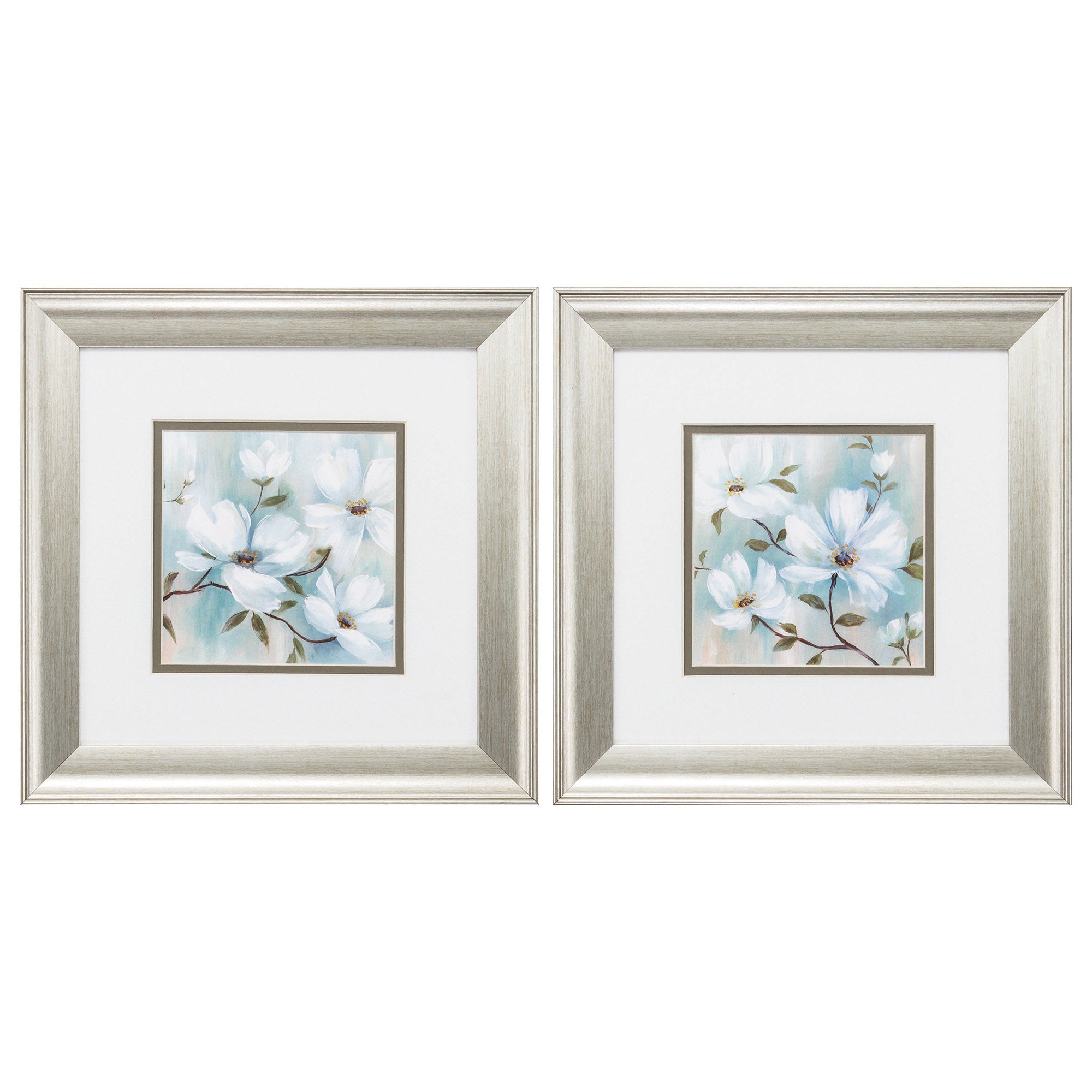 13" X 13" Brushed Silver Frame Spring Blush (Set of 2)