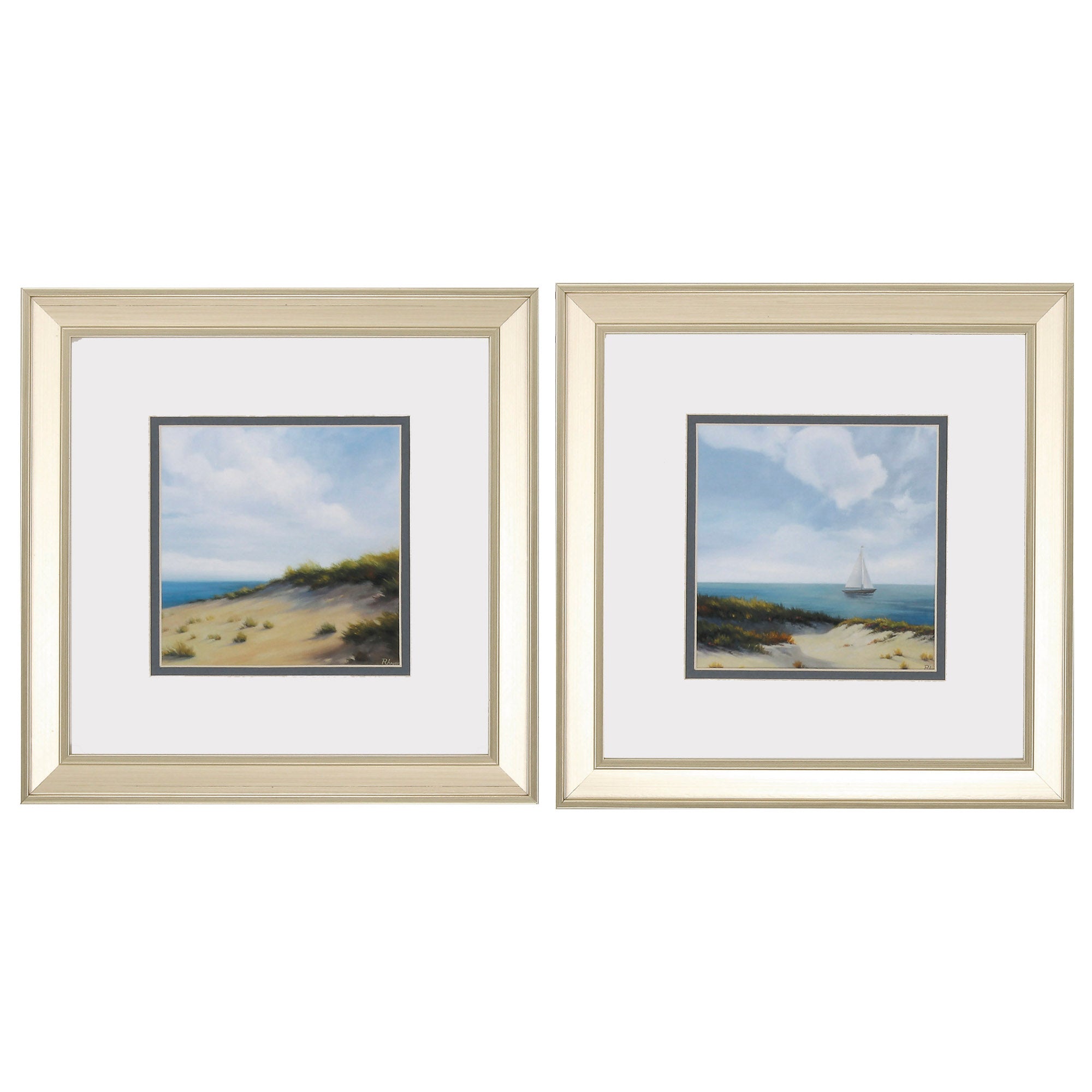 12" X 12" Champagne Gold Color Frame  Shoreline Marshes (Set of 2)