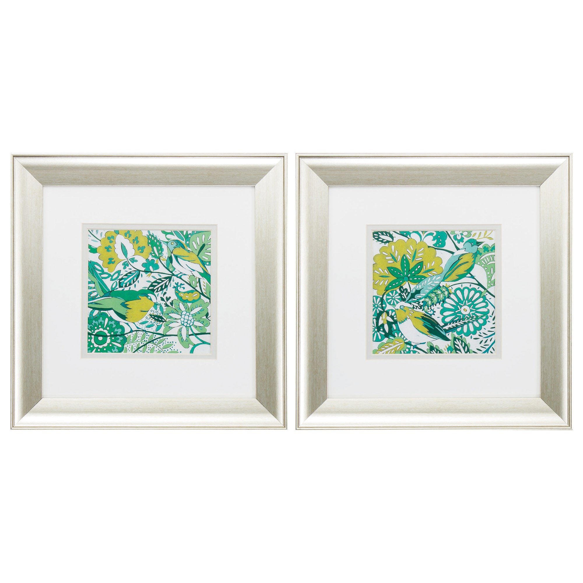 13" X 13" Brushed Silver Frame Lovebirds (Set of 2)