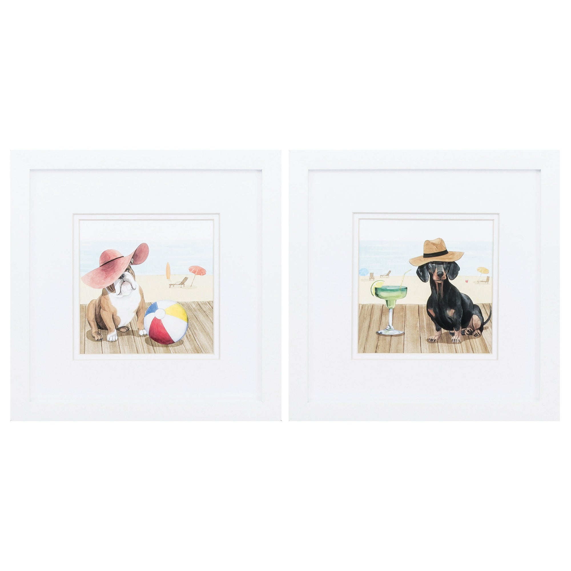11" X 11" Matte White Frame Lets Go Boardwalk (Set of 2)
