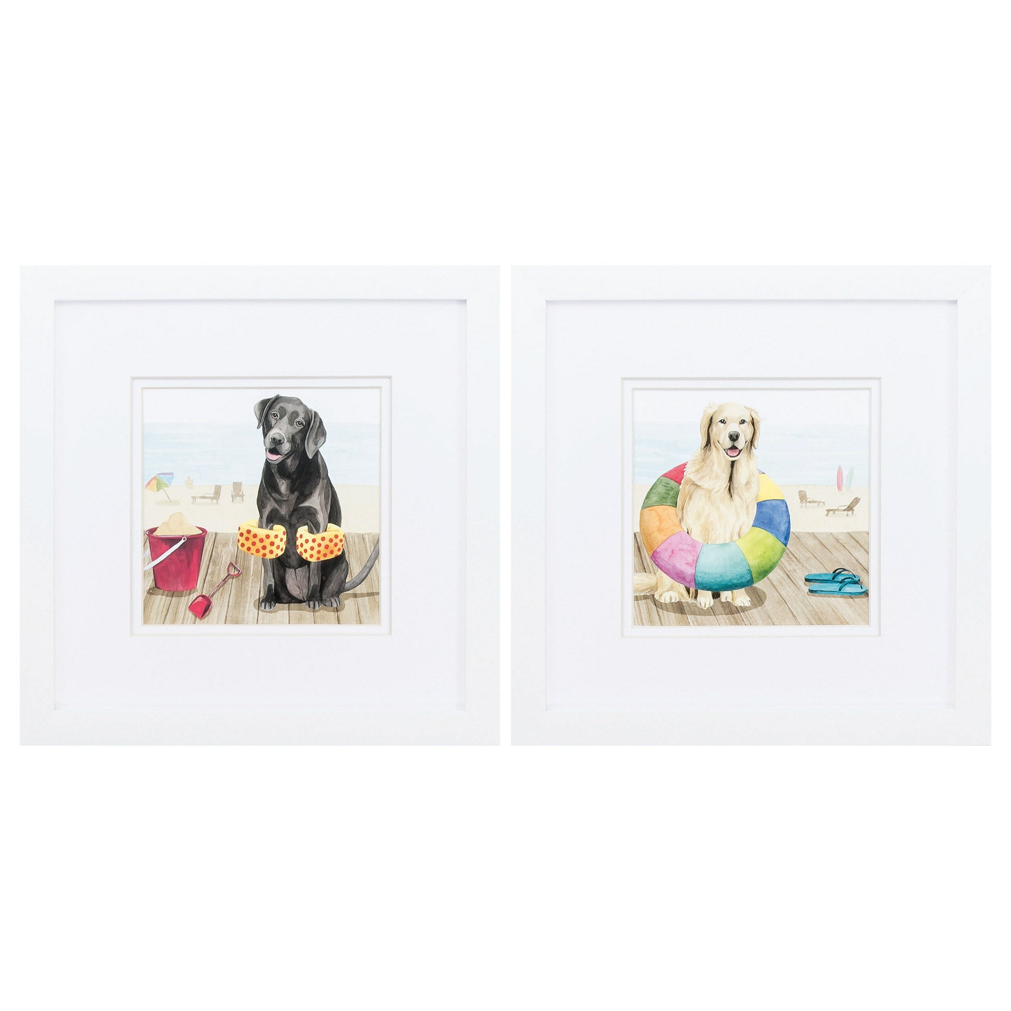 11" X 11" Matte White Frame Lets Go Boardwalk (Set of 2)