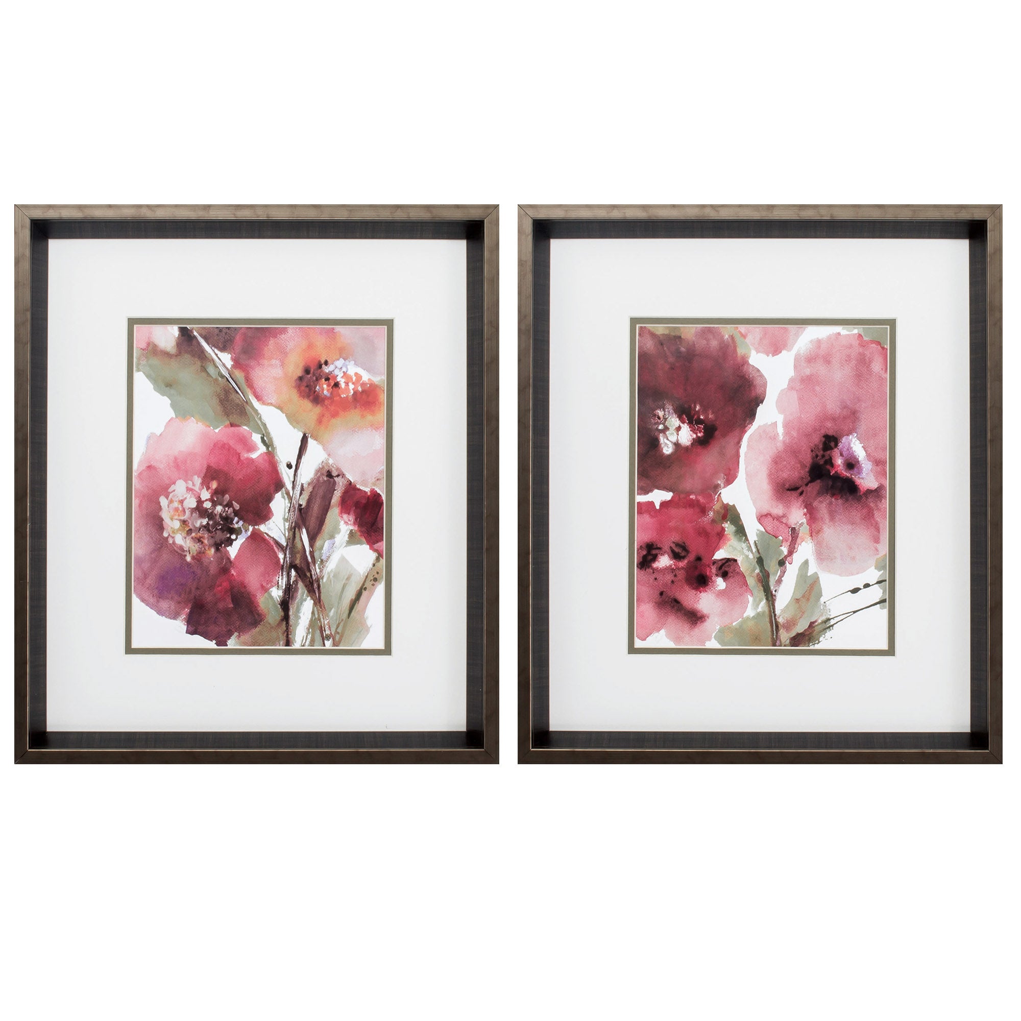 15" X 17" Brushed Silver Frame Blooms (Set of 2)