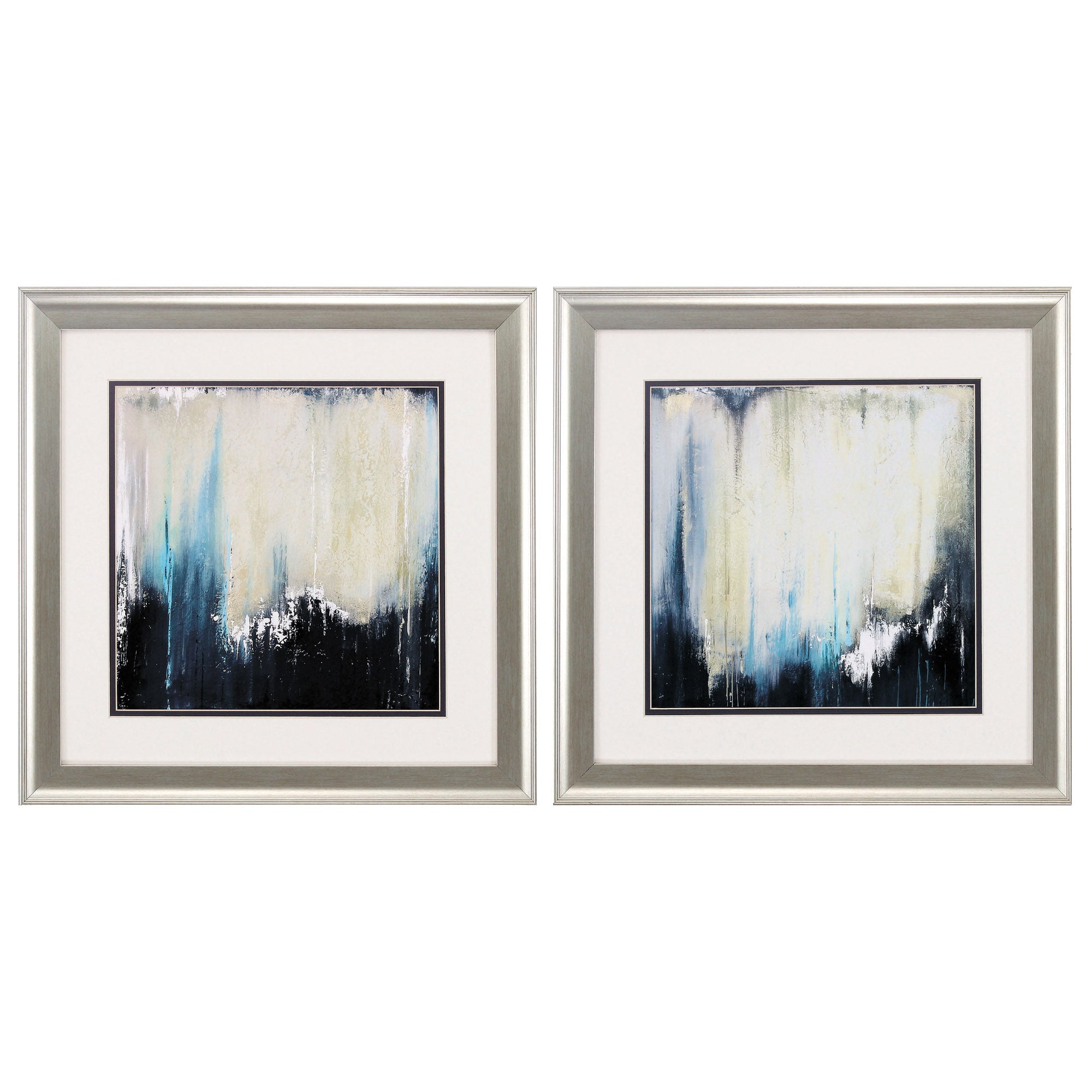 19" X 19" Brushed Silver Frame Blue Illusion (Set of 2)