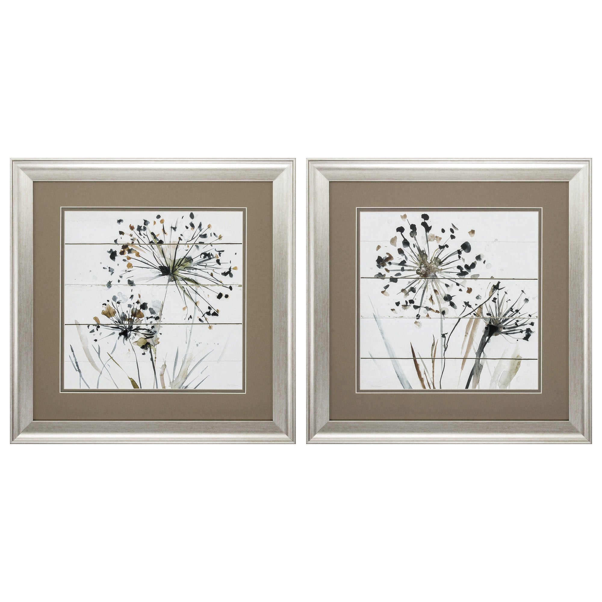 19" X 19" Brushed Silver Frame Natures Lace (Set of 2)