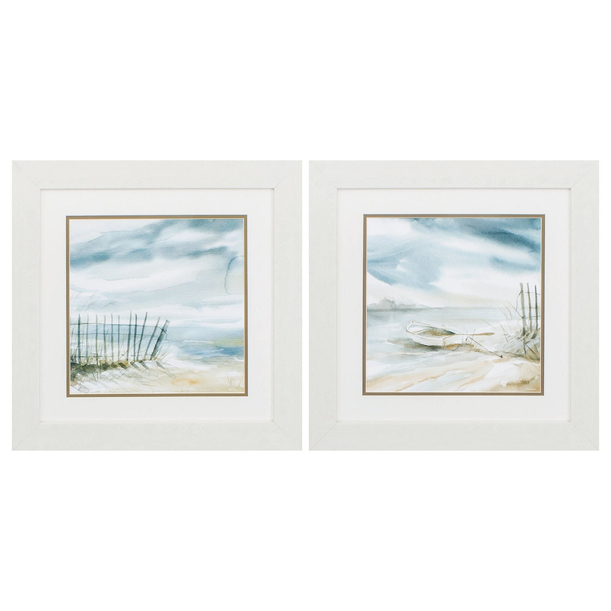19" X 19" White Frame Subtle Mist (Set of 2)