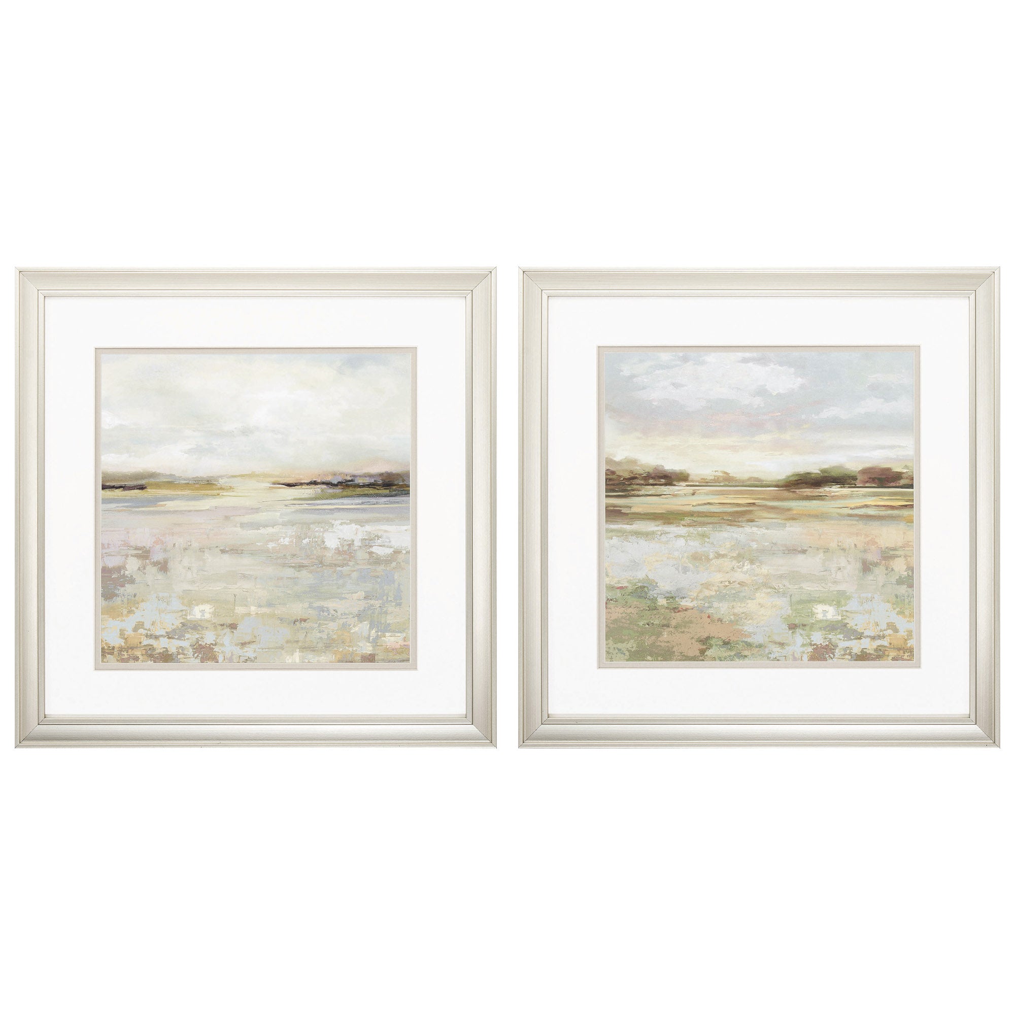 18" X 18" Champagne Gold Color Frame  Sunset (Set of 2)