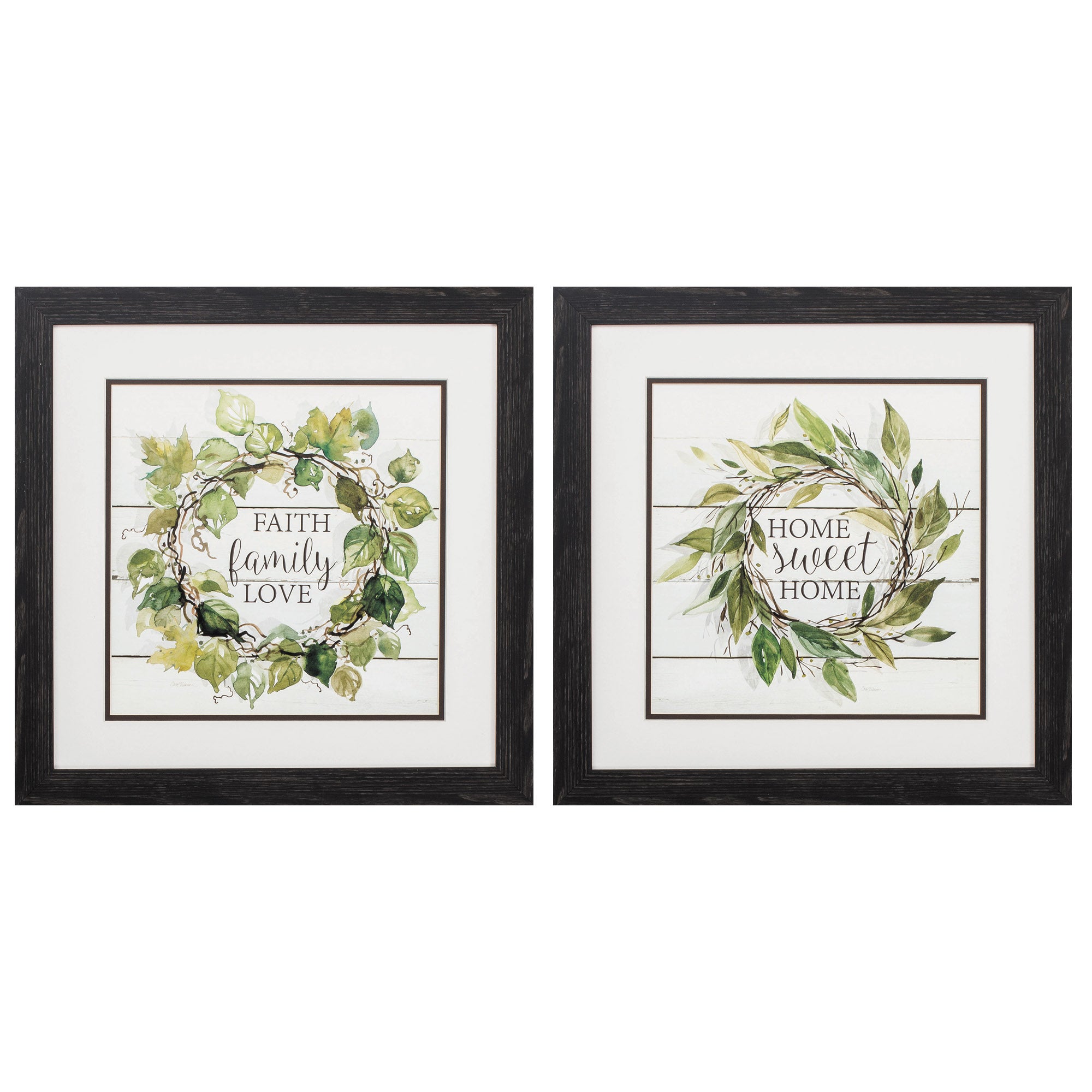 18" X 18" Distressed Black Frame Faith Home (Set of 2)