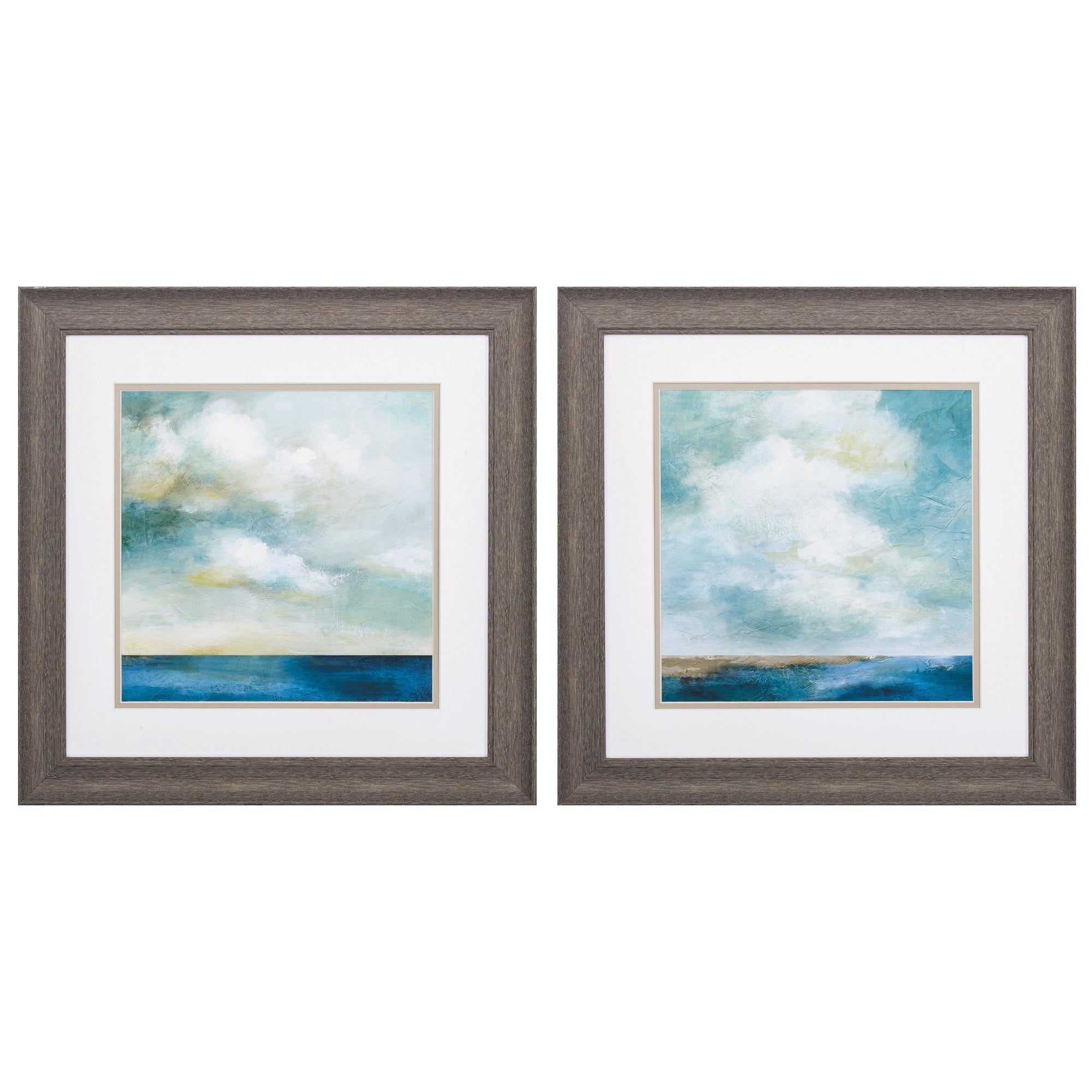 19" X 19" Distressed Wood Toned Frame Cloudscape (Set of 2)