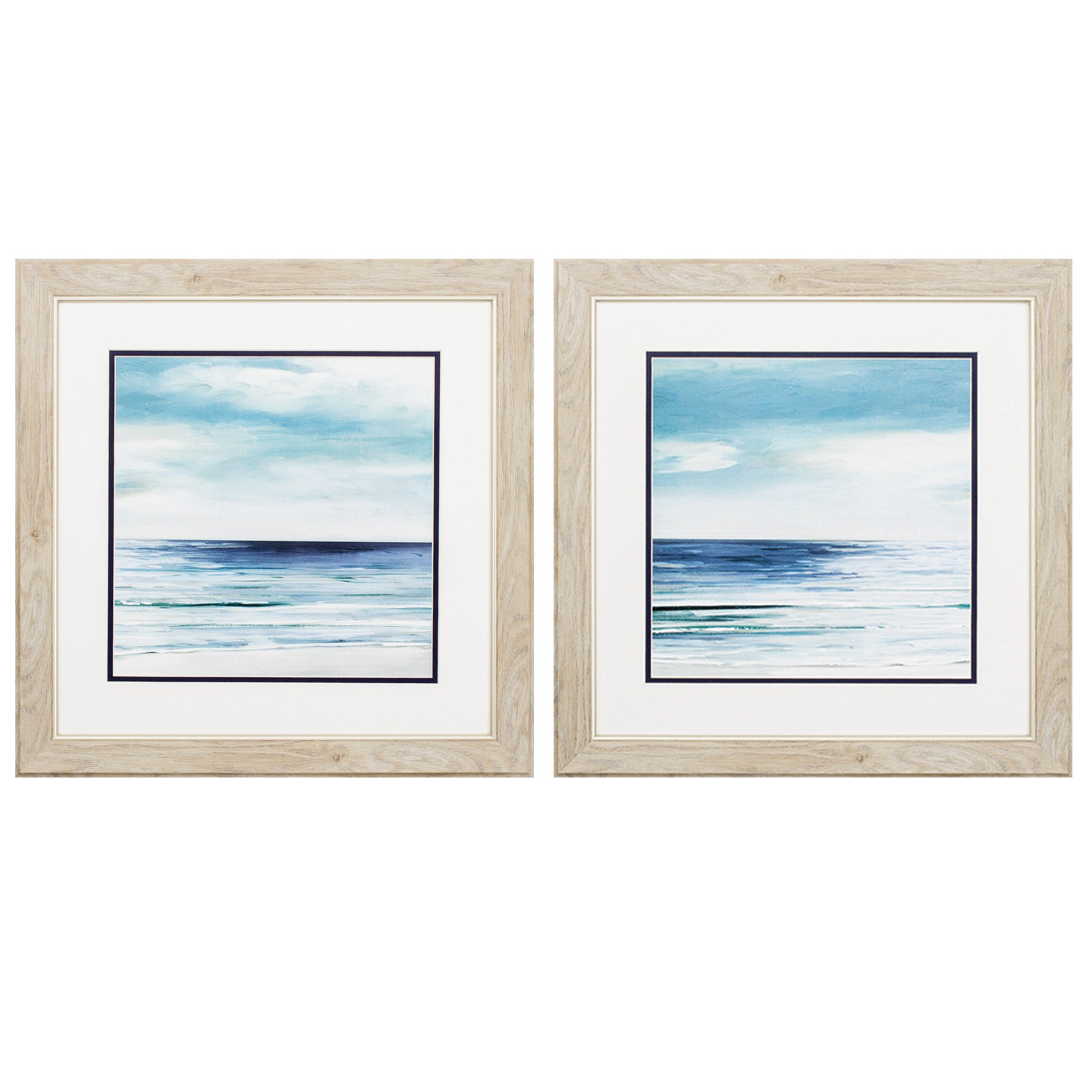 19" X 19" White Frame Blue Silver Shore (Set of 2)