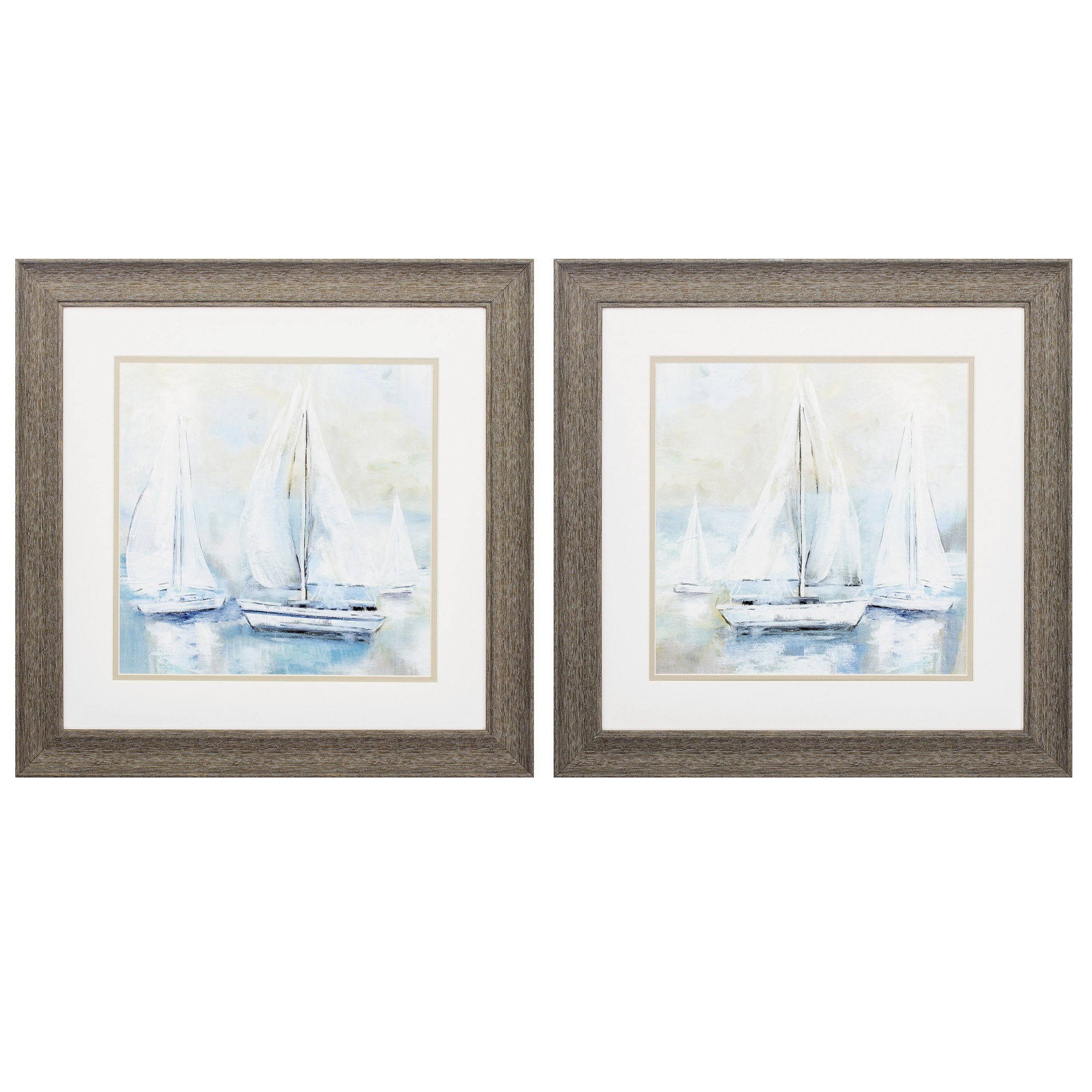 19" X 19" Distressed Wood Toned Frame Sail (Set of 2)