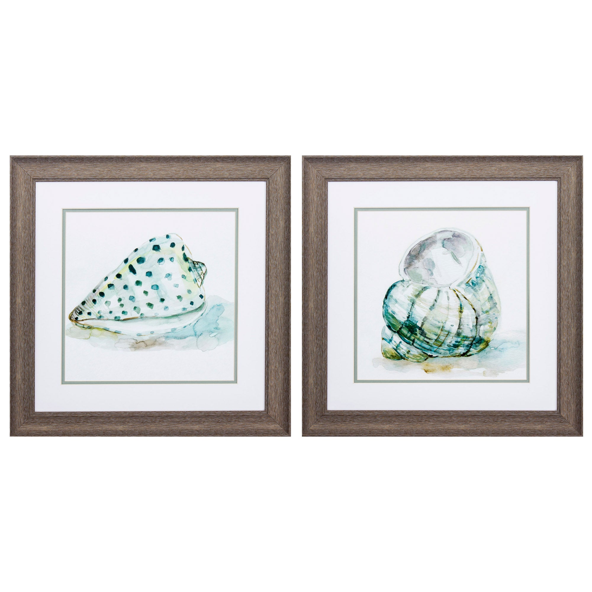 19" X 19" Distressed Wood Toned Frame Malecon Shell (Set of 2)
