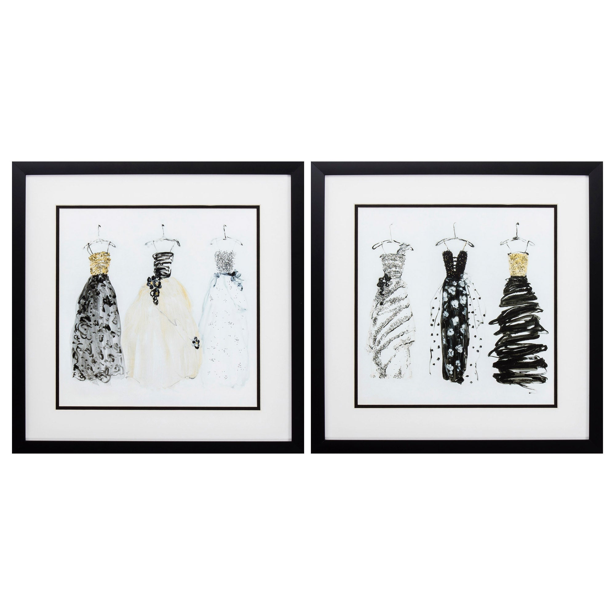 17" X 17" Silver Frame Bling Night Out (Set of 2)