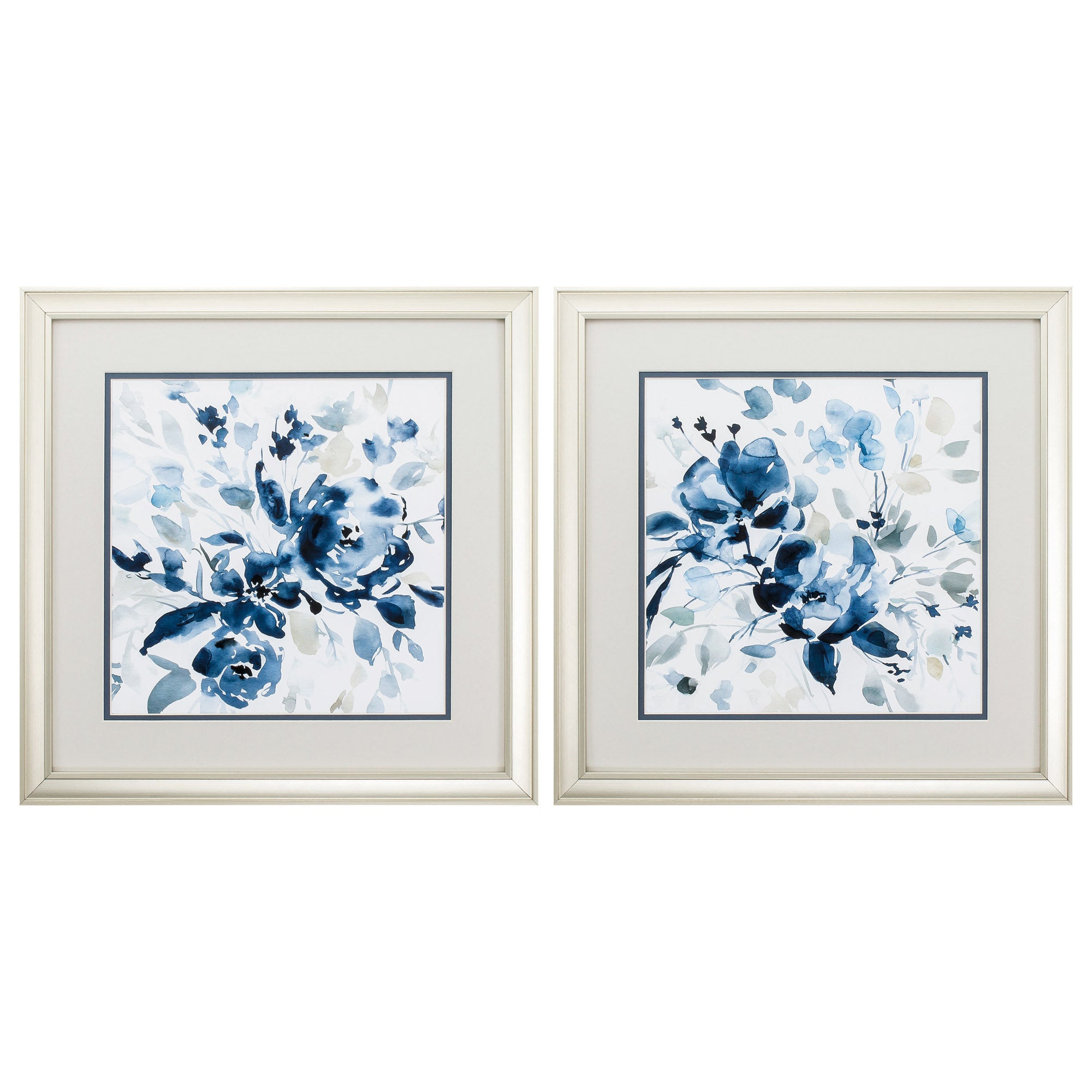 18" X 18" Champagne Gold Color Frame  Indigo Garden (Set of 2)