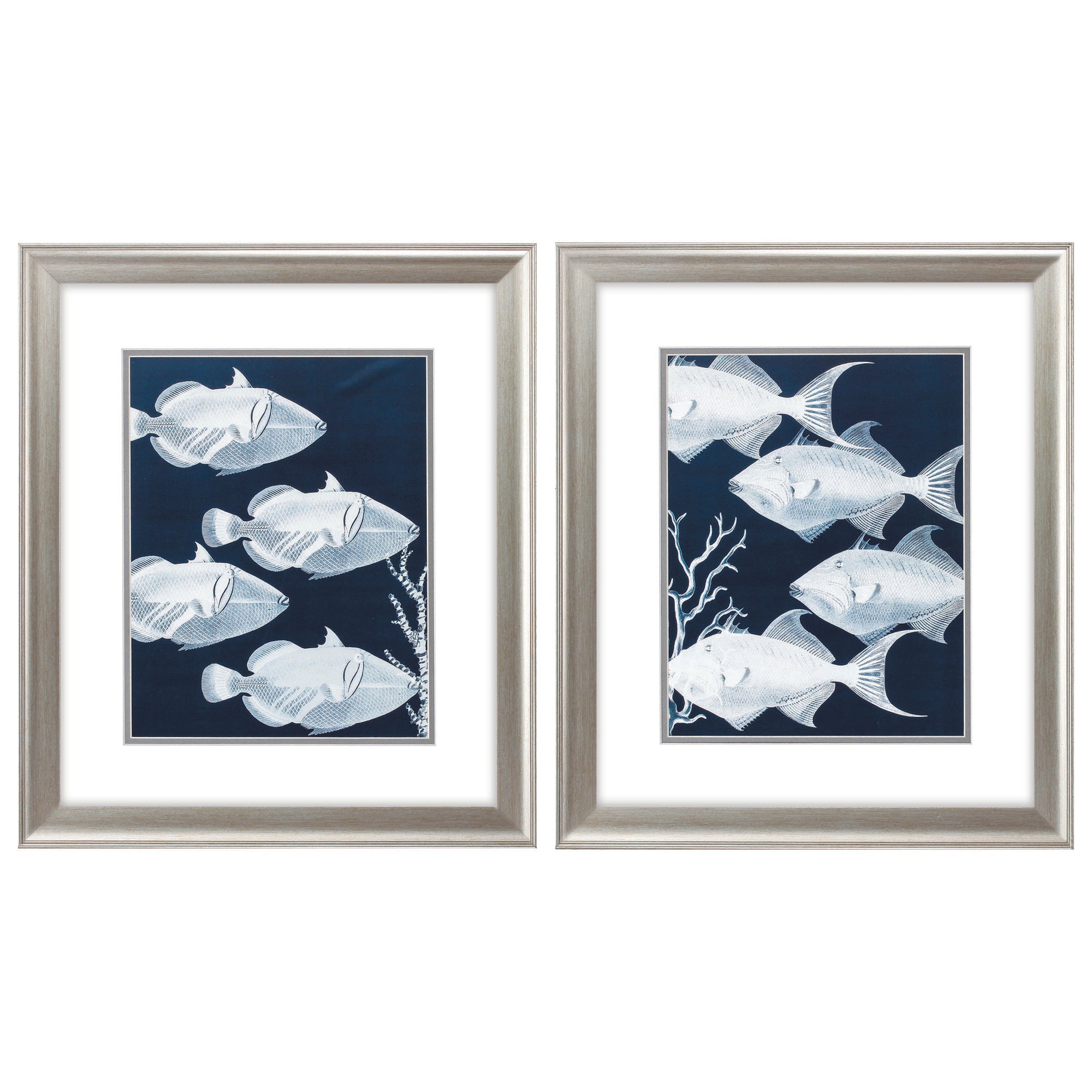 19" X 22" Brushed Silver Frame Deep Blue Sea (Set of 2)