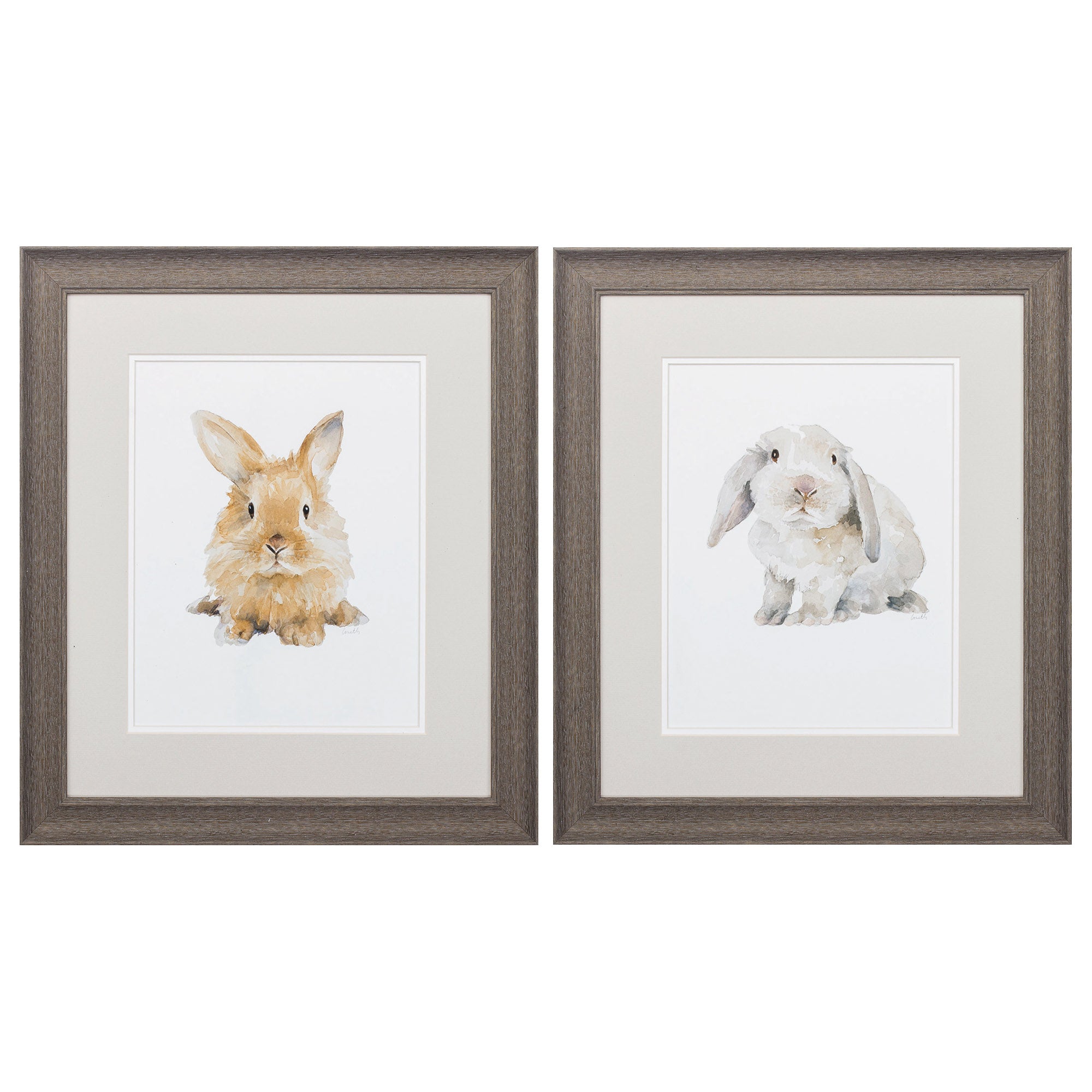 19" X 22" Distressed Wood Toned Frame Fluffy Friends (Set of 2)