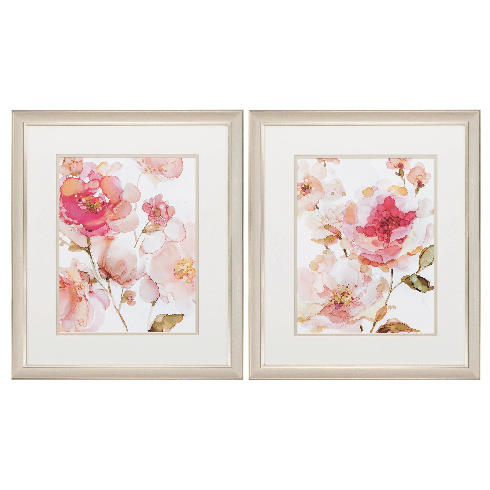 18" X 21" Champagne Gold Color Frame  Peonies Roses (Set of 2)