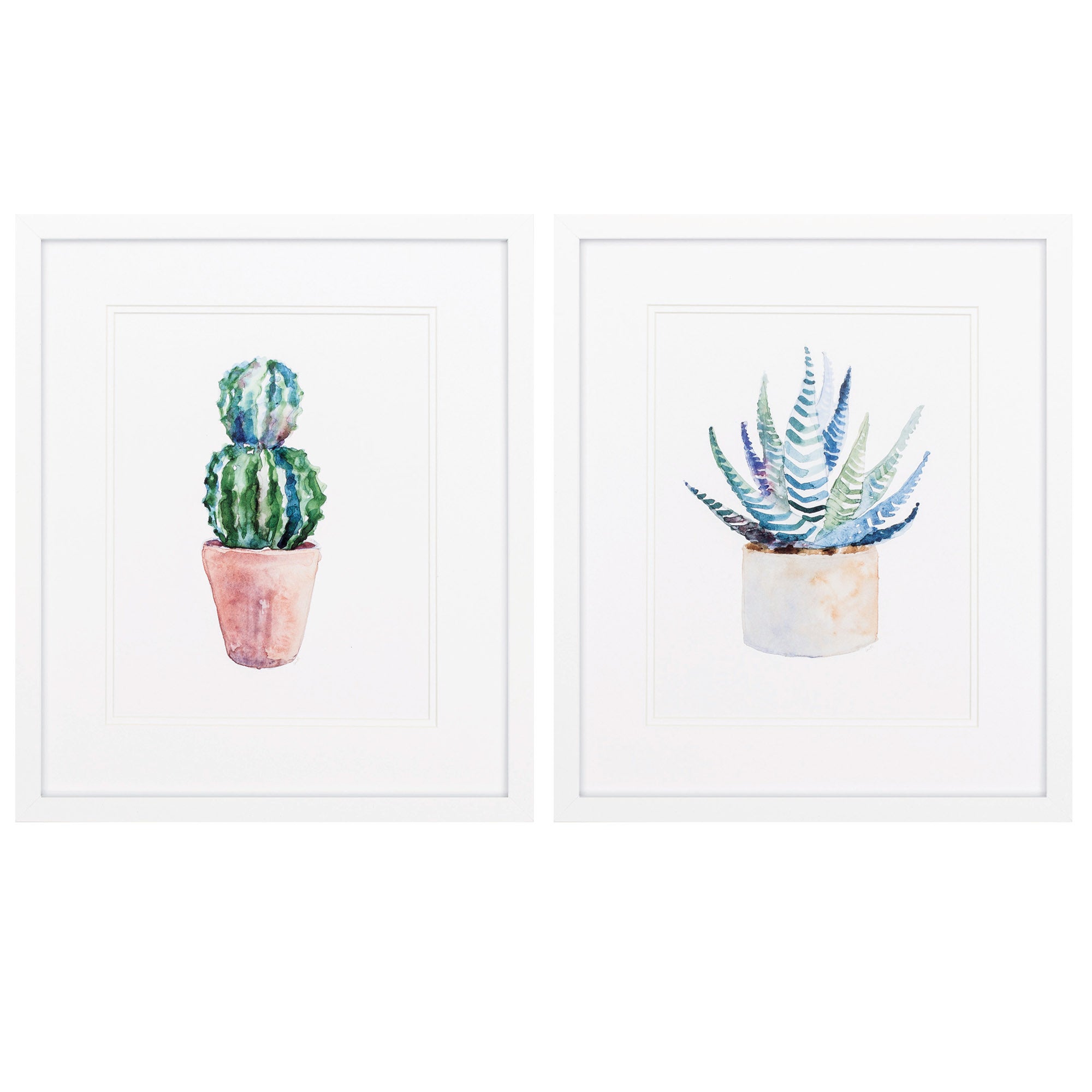 17" X 20" Matte White Frame Cactus (Set of 2)