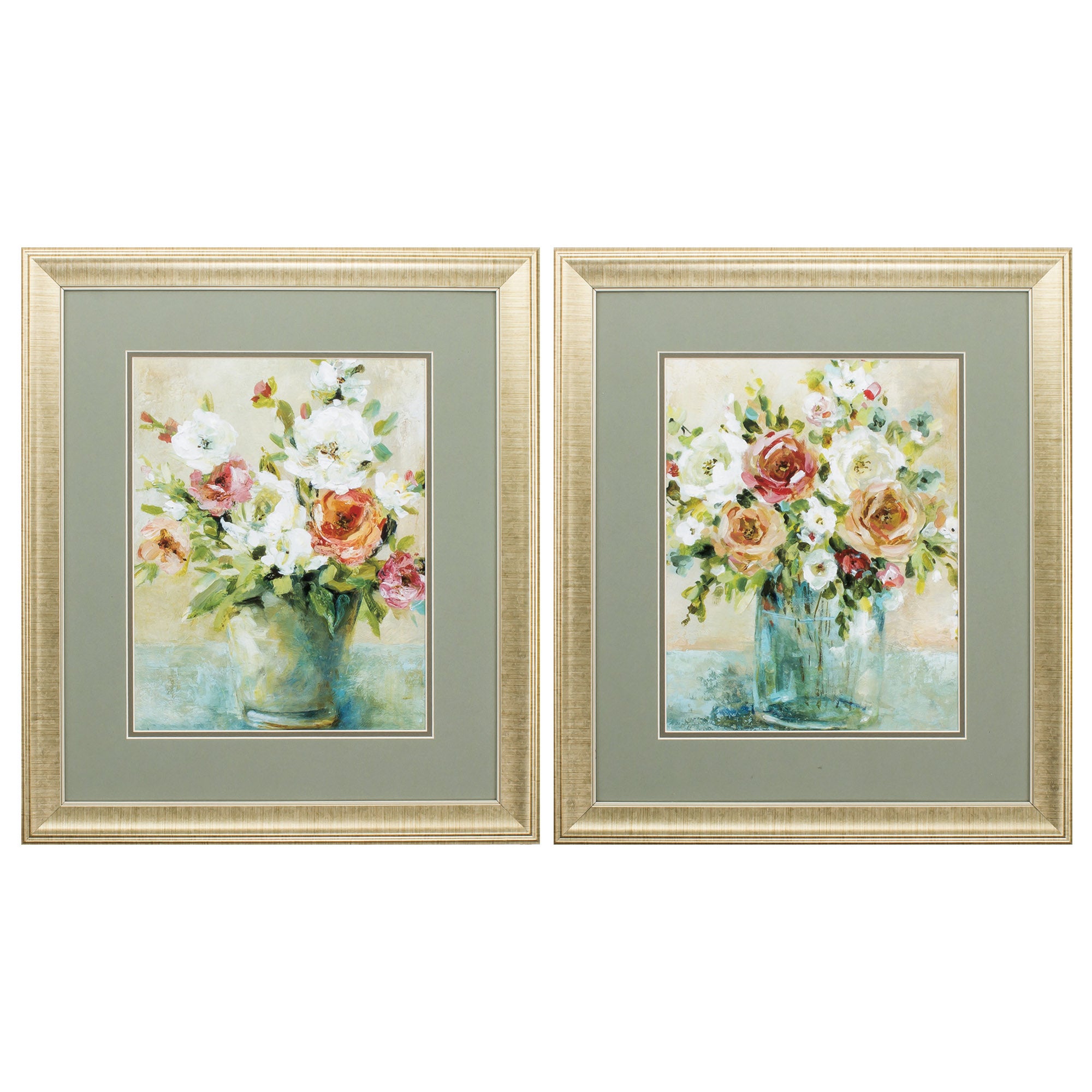 19" X 22" Gold Frame Bouquet Arrangement (Set of 2)