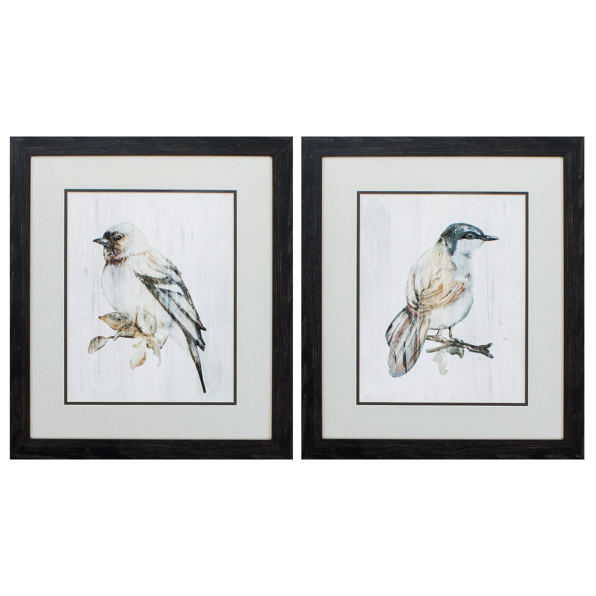 18" X 21" Distressed Black Frame Eco Bird On Wood (Set of 2)