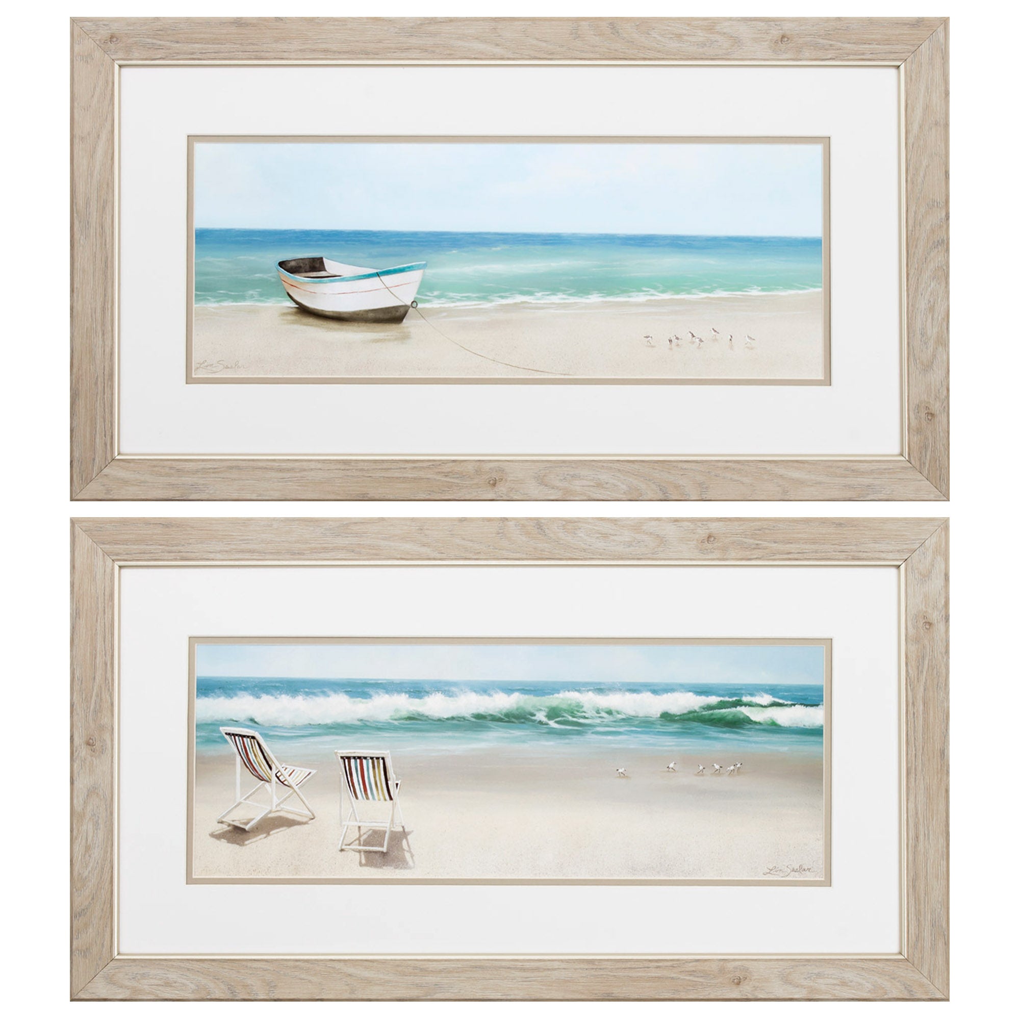27" X 15" White Frame Tides View (Set of 2)