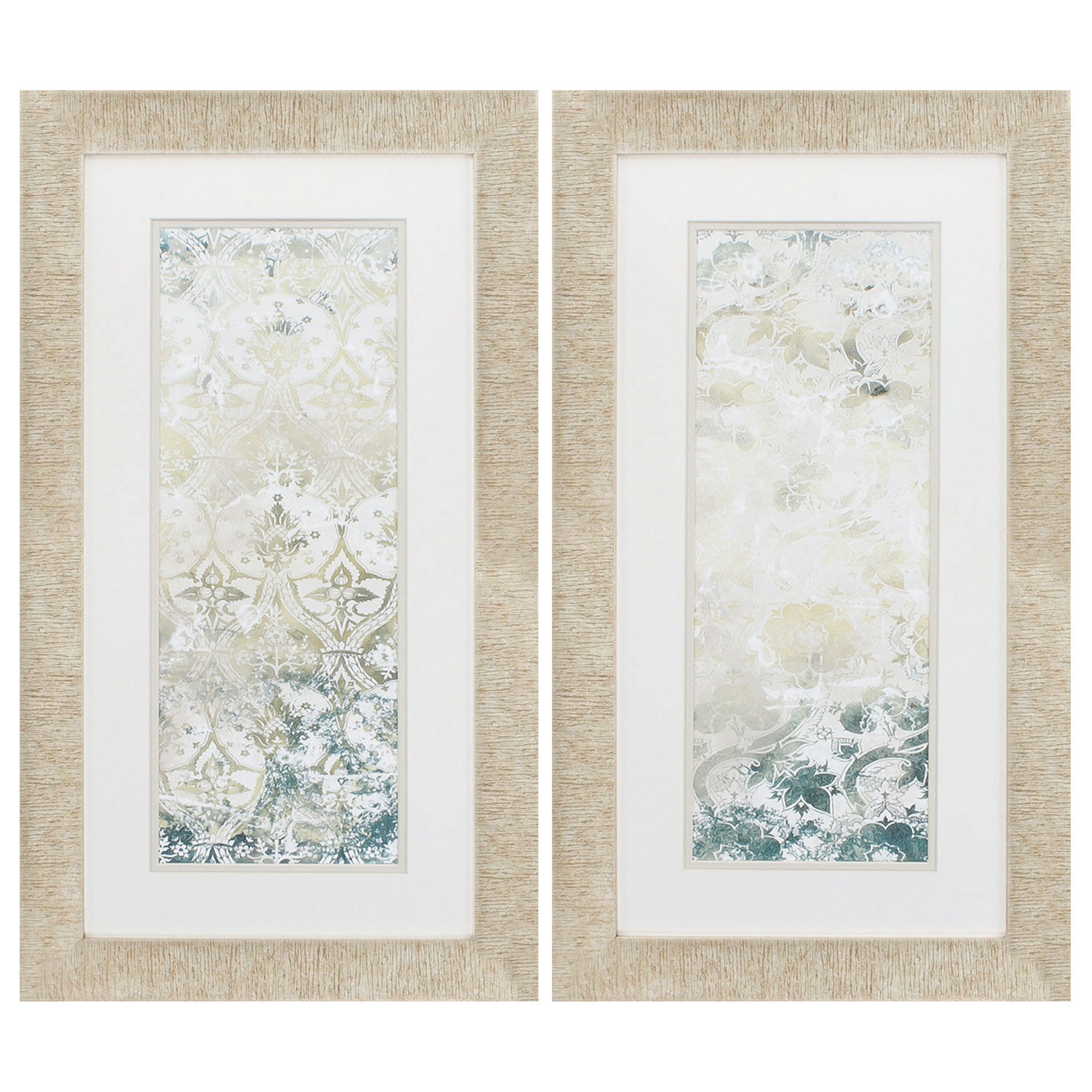16" X 28" Champagne Gold Color Frame  Emerald Textile (Set of 2)