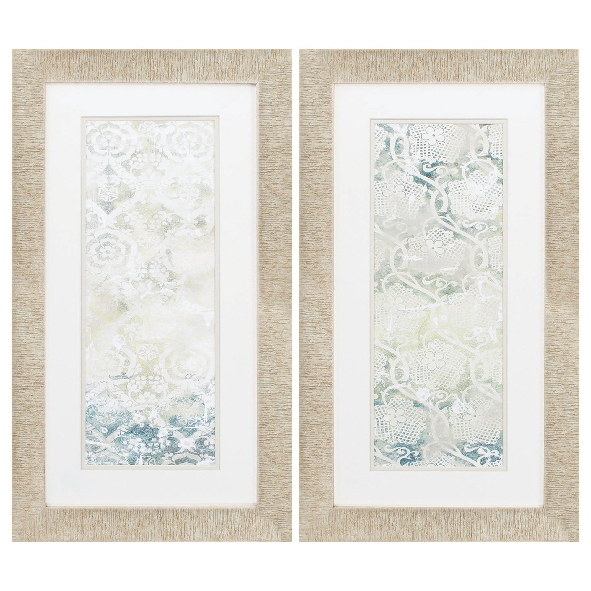 16" X 28" Champagne Gold Color Frame  Emerald Textile (Set of 2)