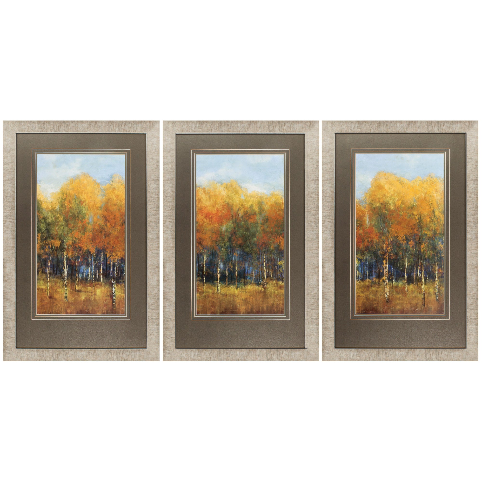 23" X 36" Champagne Gold Color Frame  Violet Landscape (Set of 3)
